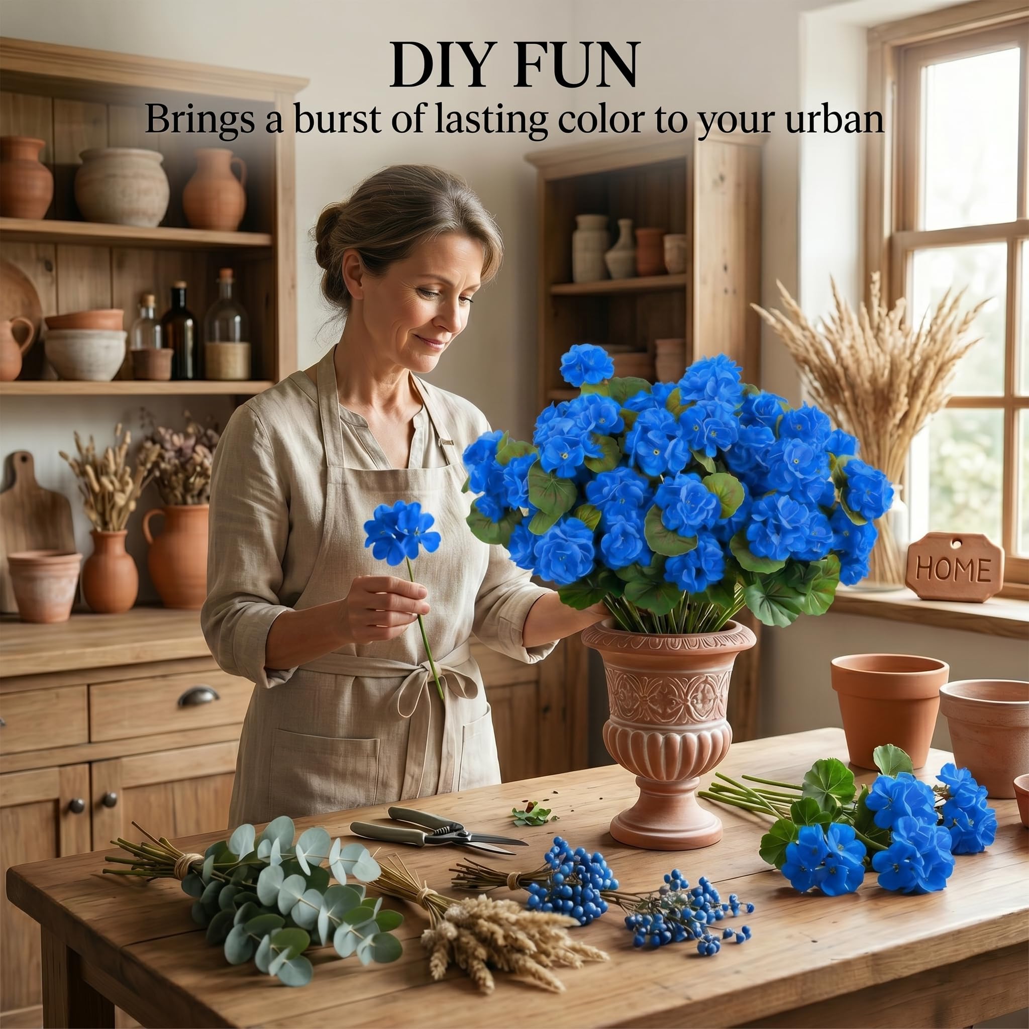 24Pcs artficial Fiori per Esterno Blu