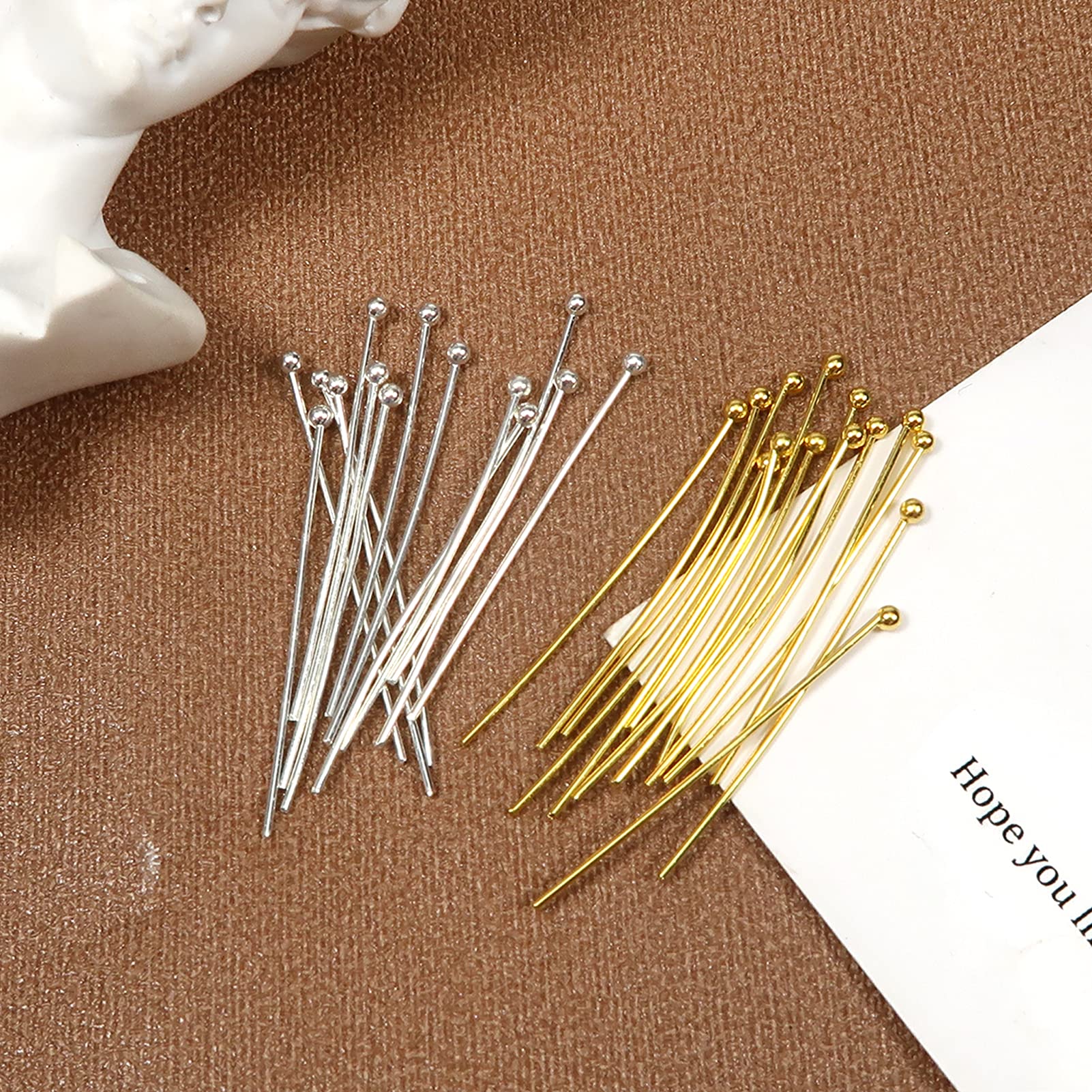 200pcs Tiges à Œillet En Laiton Argent & Or + Perles Espacement 4mm - Création Bijoux