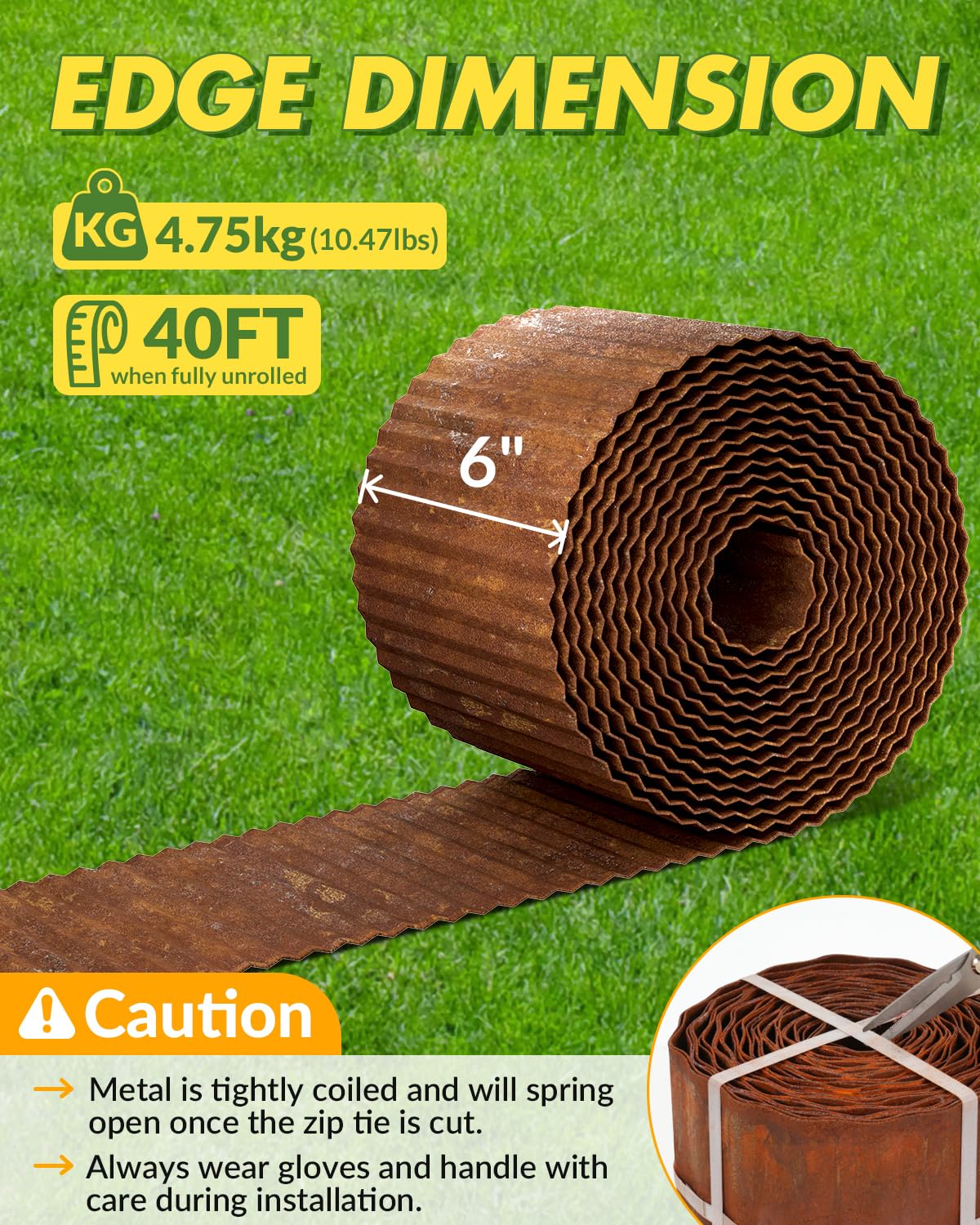 Velway Rasenkante Cortenstahl Gewellt 12,2m x 15cm | Flexible Beeteinfassung Metall Rostoptik, Dekorative Beetumrandung Beetbegrenzung Mähkante Garten, Rasen, Beete und Kieswege