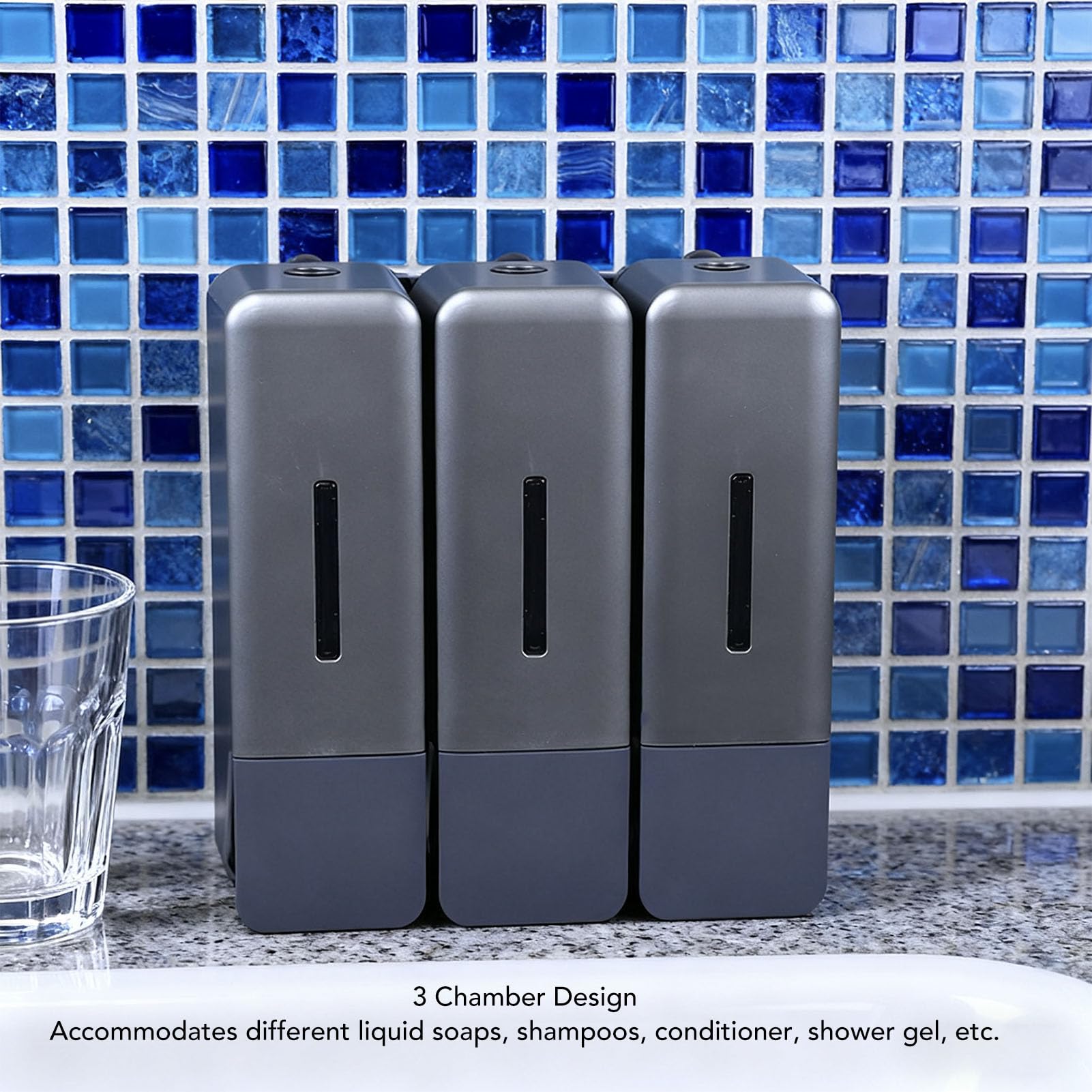 FTVOGUE Distributore di Sapone per Doccia, Contenitore con 3 Scomparti,