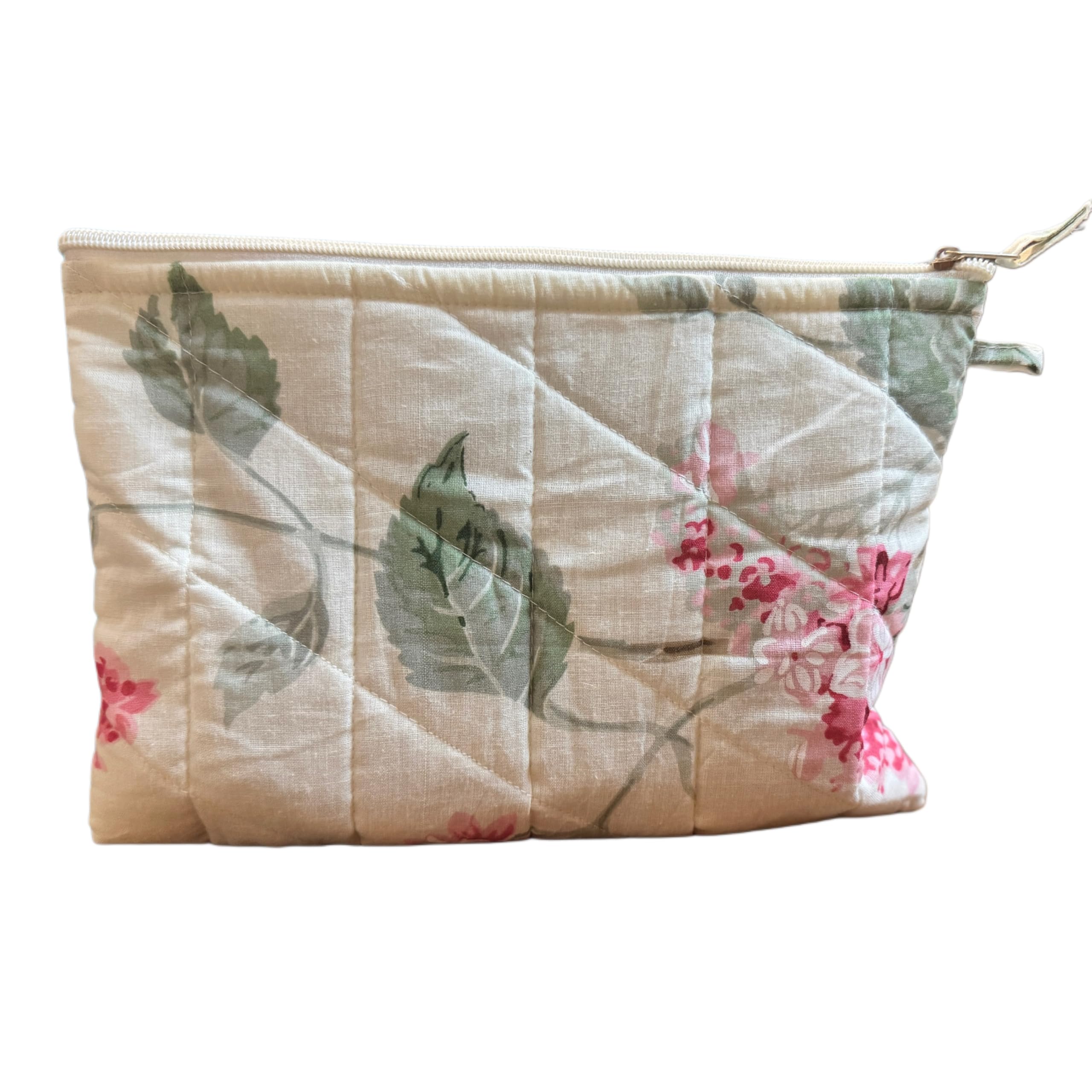 Quilted Cotton Utility Pouch | Floral Printed Multipurpose Organizer |Travel Makeup & Toiletry Bag-image-41