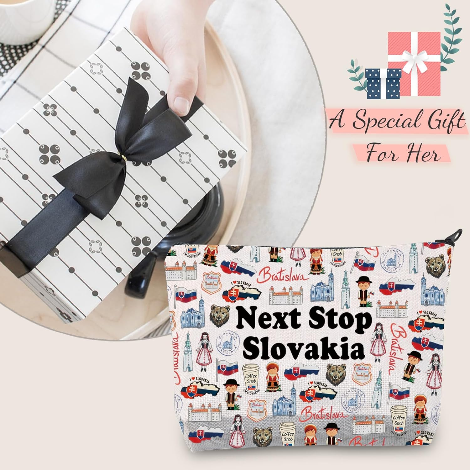 JXGZSO Slovakia Landmarks Gift Next Stop Slovakia Makeup Bag Slovakia Travel Lover Gift Slovakia Vacation Cosmetic Bag - Image 6