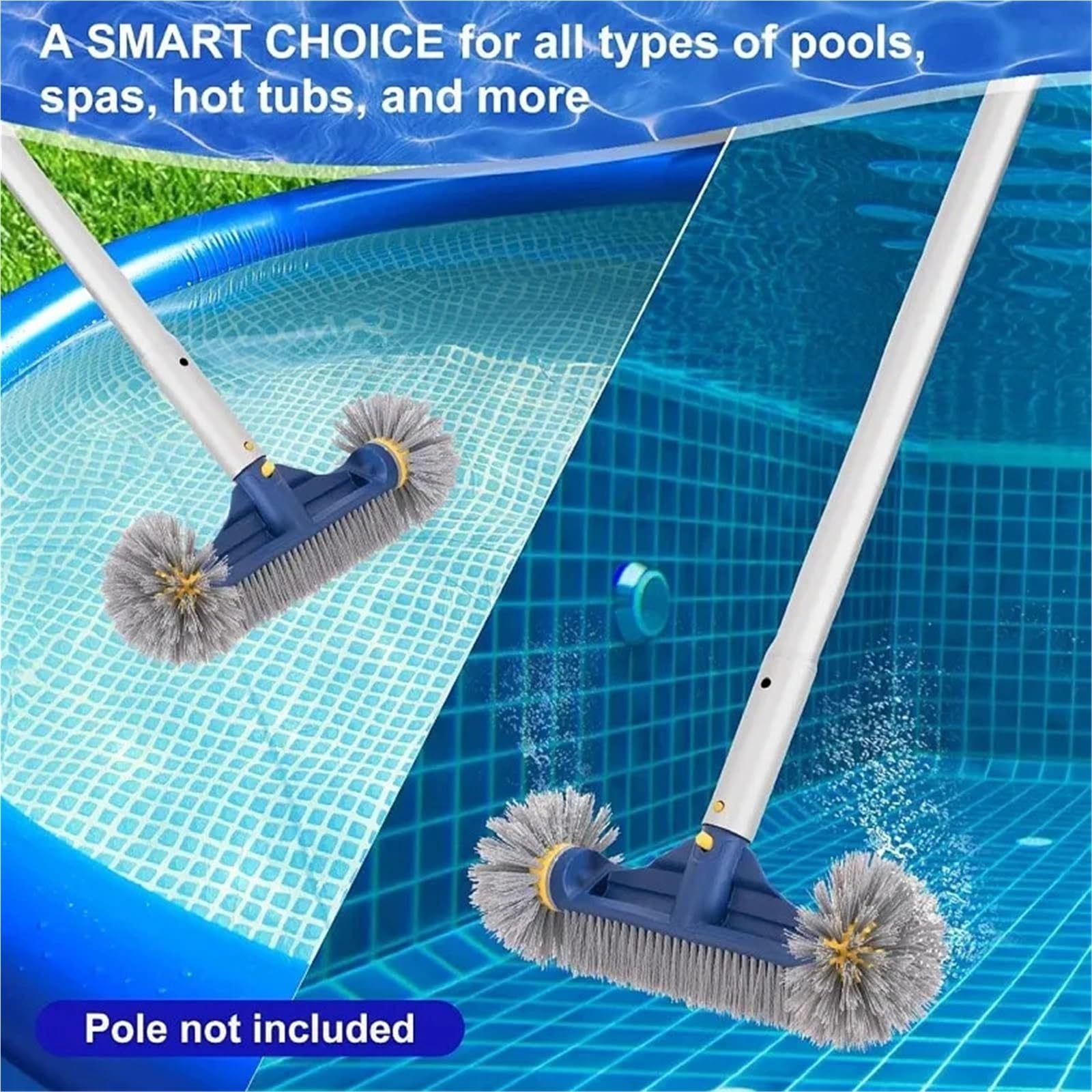 Cepillo De Piscina Cabezal de Cepillo for Piscina 13 Pulgadas | Cepillo desmontable for limpieza de esquinas de escalones de paredes de piscinas
