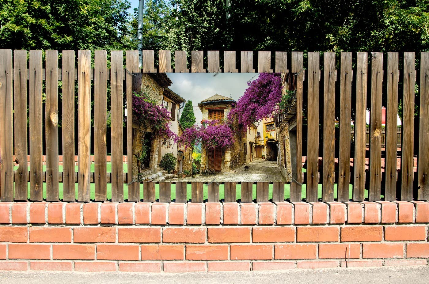 Wallario Rundes Gartenposter 90cm - Wetterfeste Outdoor-Deko Mit Provence Motiv