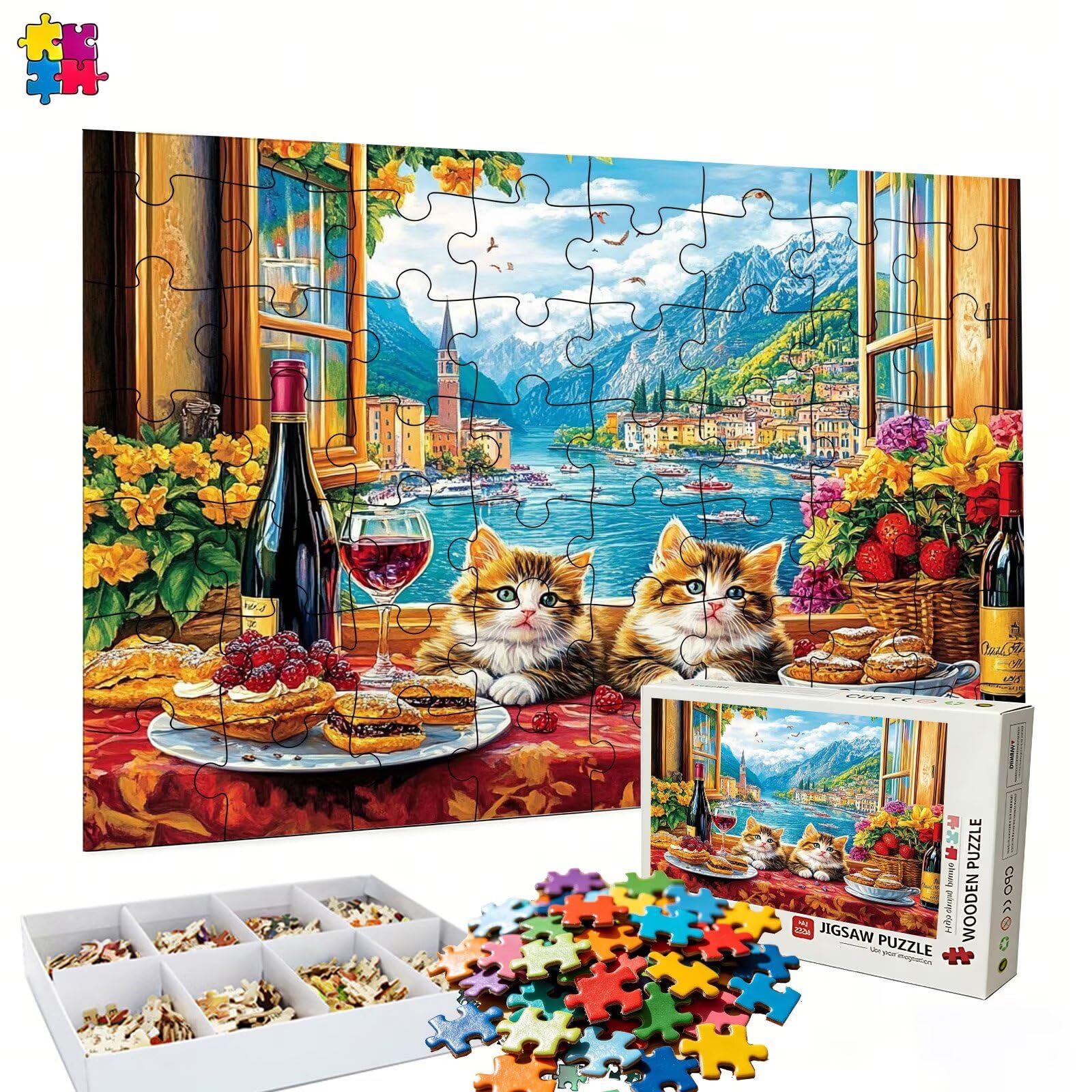 Puzzle 2000 elementów, łańcuch kot góry puzzle 2000 elementów dorośli i dzieci, wysokiej jakości artystyczna łamigłówka, 99,5x70,5 cm Klasyczna gra puzzli dla dorosłych, prezent dla kobiety/mężczyzny