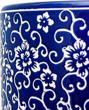 Red Lantern 24 White Flowers on Blue Umbrella Stand