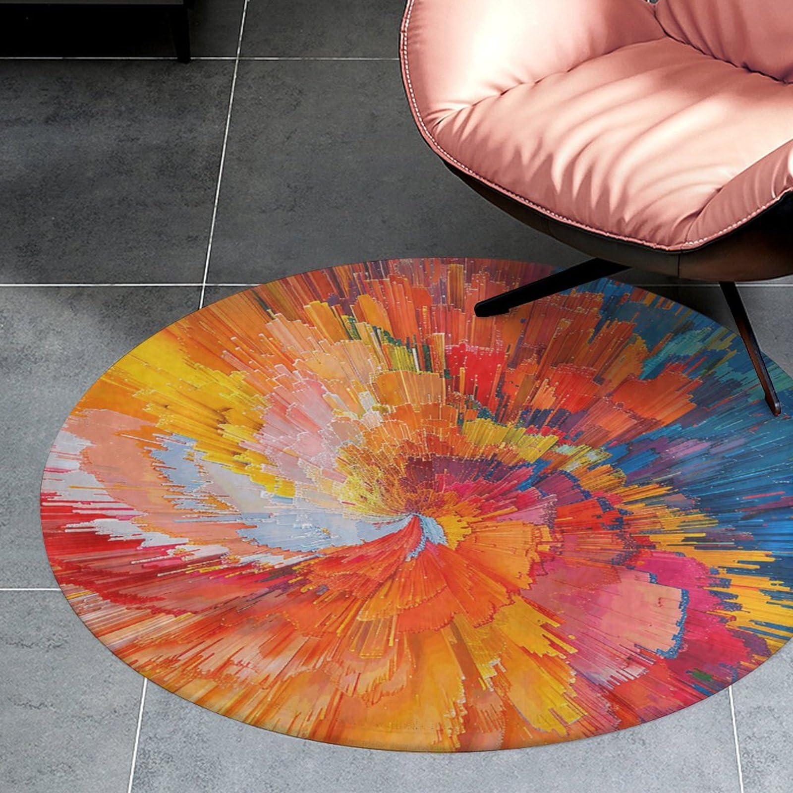 Tapis de chaise coloré et paillasson d'intérieur rond de 80 cm anti-glisse