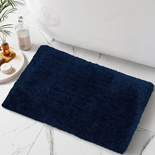 Miniatura 7 de C23 Alfombra de baño de lujo, color azul marino, 2200 GSM, ultra suave, gruesa, de alta absorción, de secado rápido, duradera, ecológica, látex