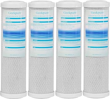 Geekpure 10-Inch Whole House Water Filter System with Blue Housing and Carbon Filter- 3/4NPT Brass Port