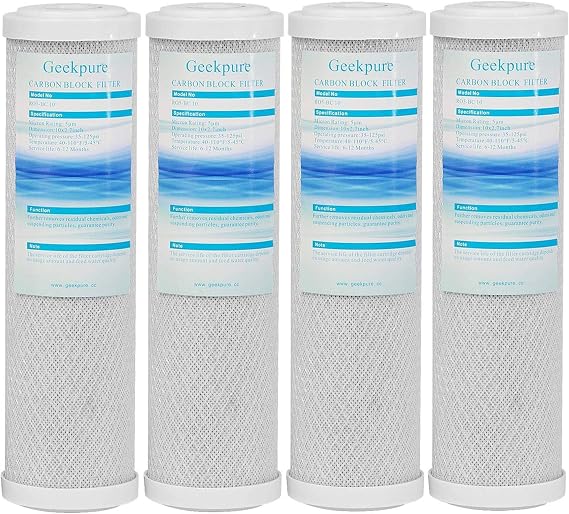 Geekpure 10-Inch Whole House Water Filter System with Blue Housing and Carbon Filter- 3/4NPT Brass Port
