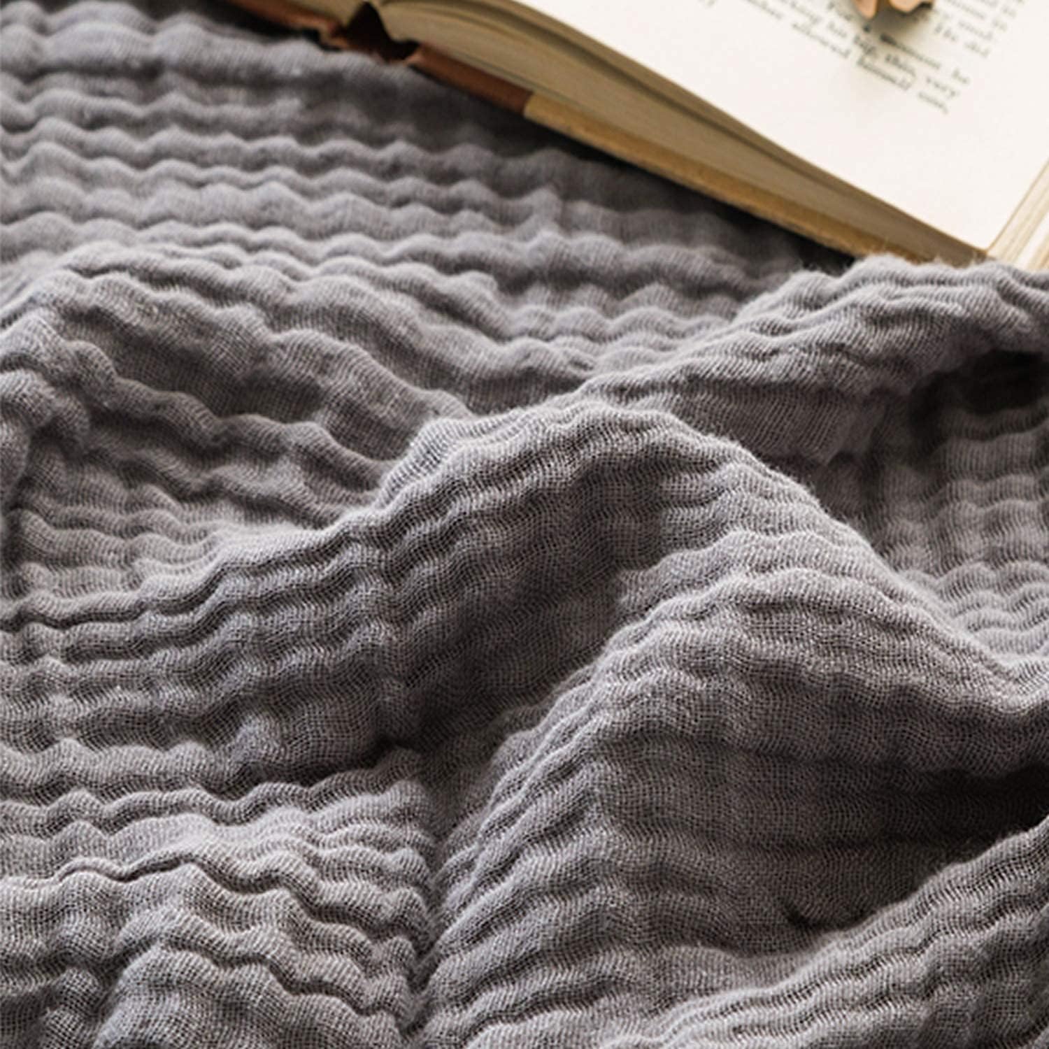 EMME Muslin Blankets for Adults Grey Small Blanket 40" x 50" | Throw Blanket for Couch Breathable Gauze Soft Lightweight Airy Light