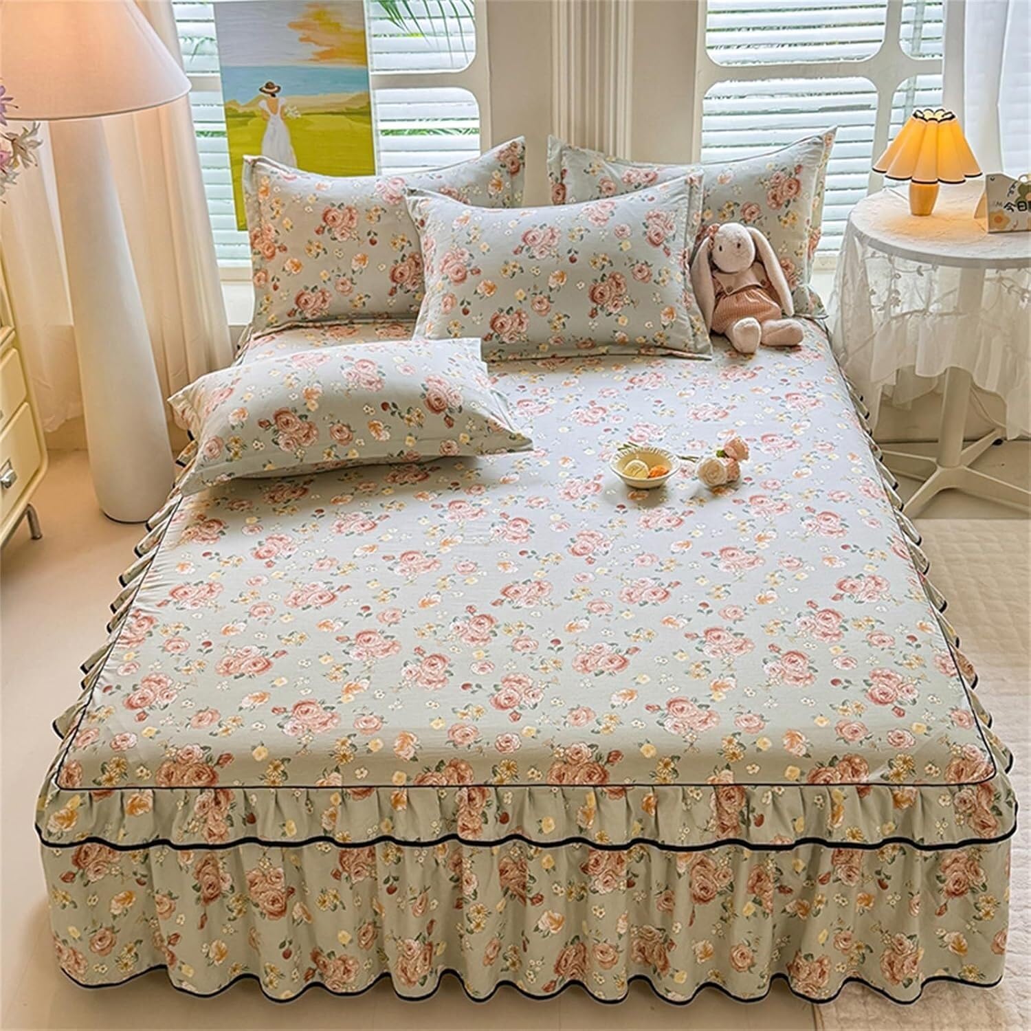 Parure de lit haut de gamme avec housse de couette à motif papillon et fleurs