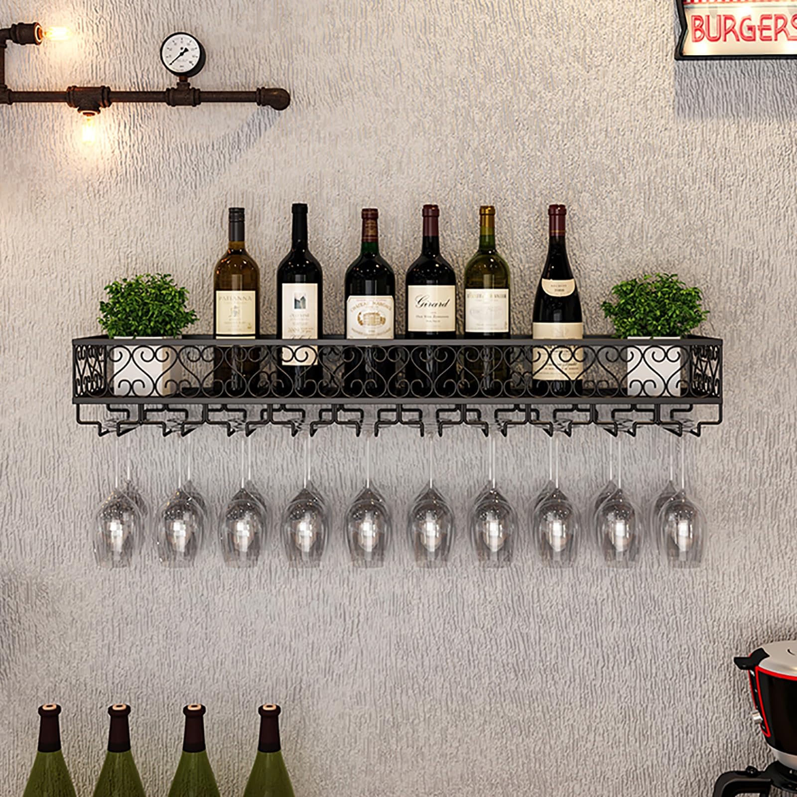 Étagère à vin murale pour cuisine et bar au style bistrot