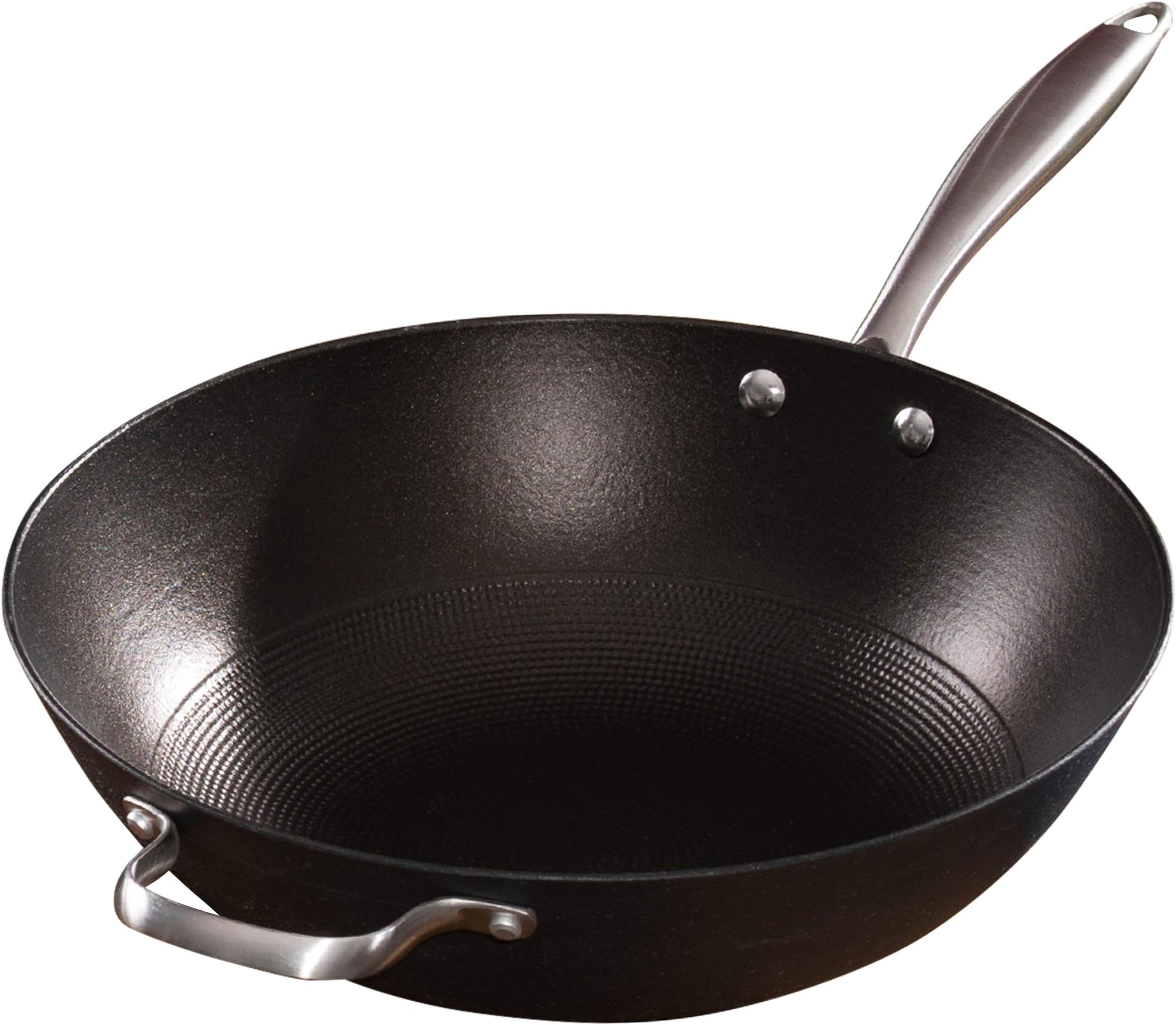 Hairy Bikers CKW2095 Lightweight Cast Iron Wok with Helper Handle and
