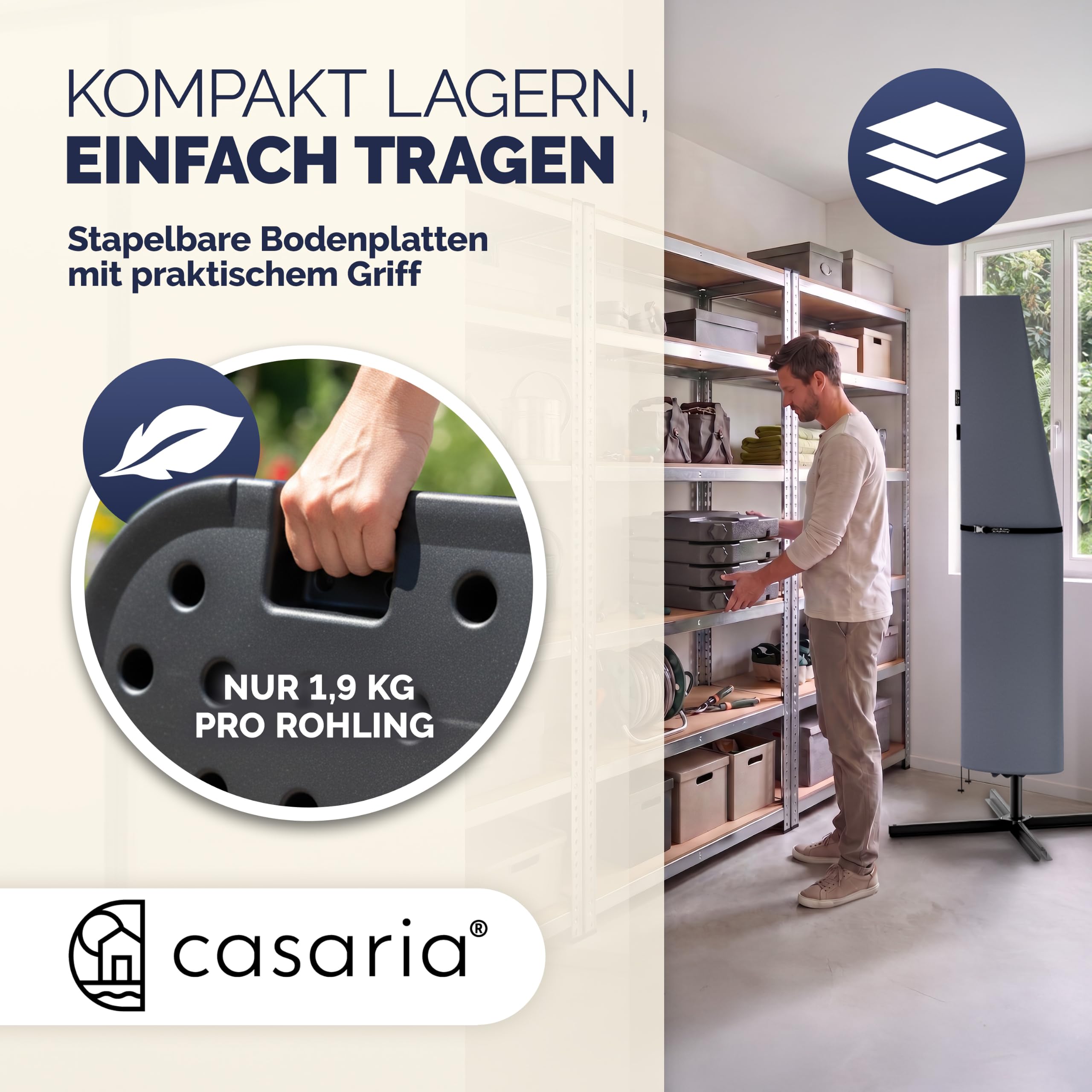 Casaria® Ampelschirm 300/350 cm Komplettset inkl. 4 Gewichte & Schutzhülle - Garten Sonnenschirm UV 80+ neigbar schwenkbar mit Kurbel rund