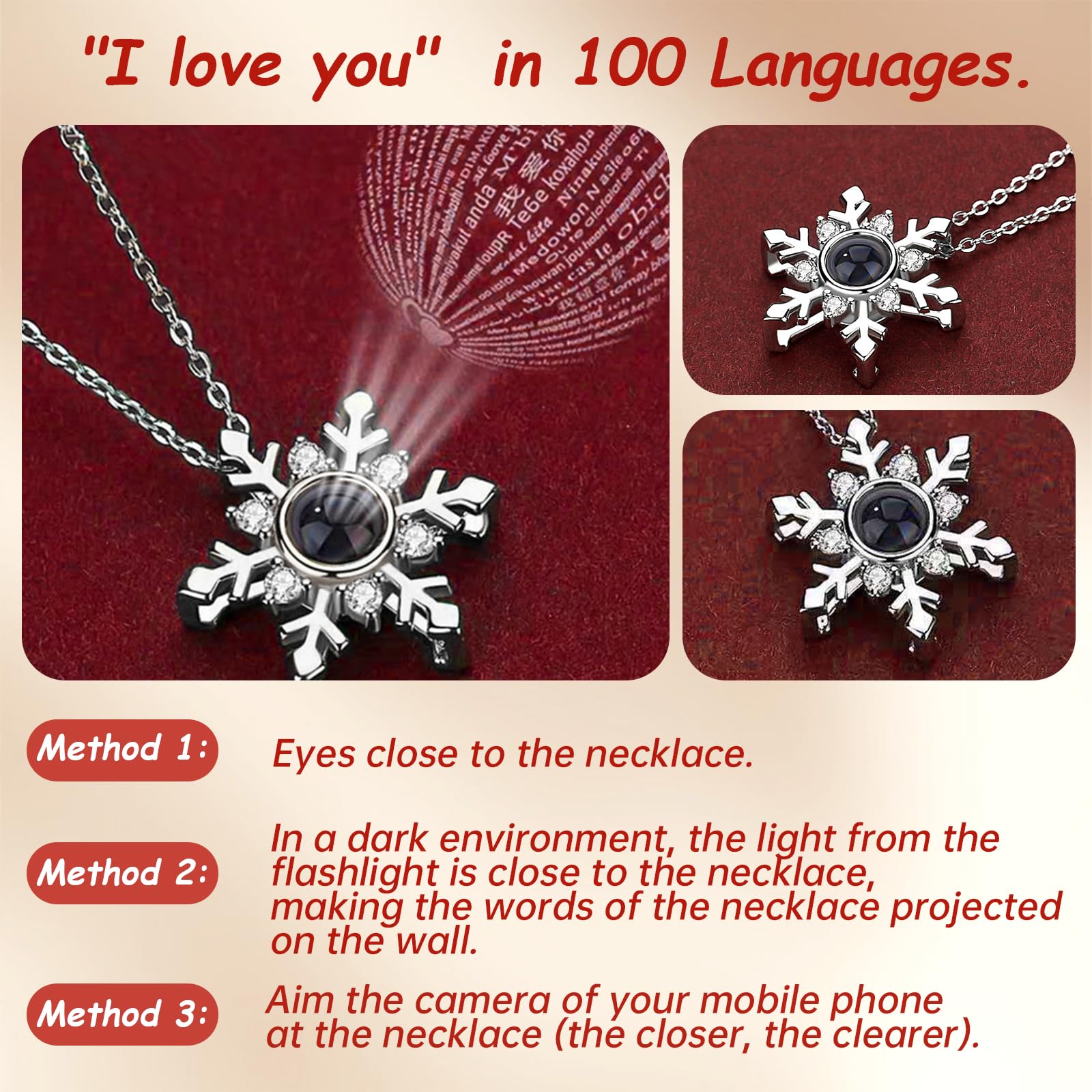 Suewidfay Rosa eterna Regalo per lei, Regalo di Rosa con Collana I Love You per Donne Moglie Fidanzata mamma per Compleanno, Anniversario, San Valentino, Festa della mamma, Natale (Rosso)
