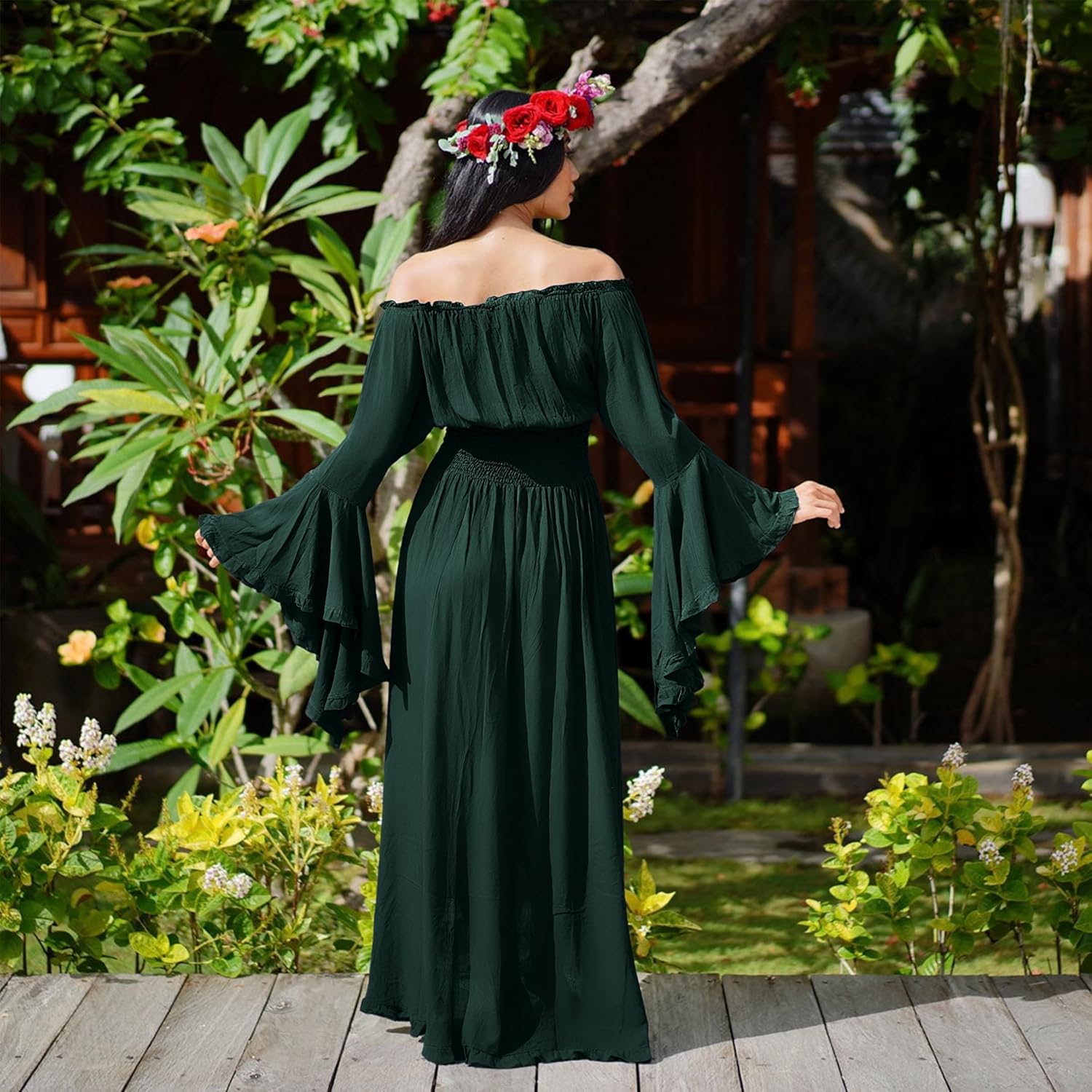 BITSEACOCO Women Renaissance Fairy Chemise Dress Victorian Costumes Halloween Cosplay Medieval Witch Princess Dresses - Image 6