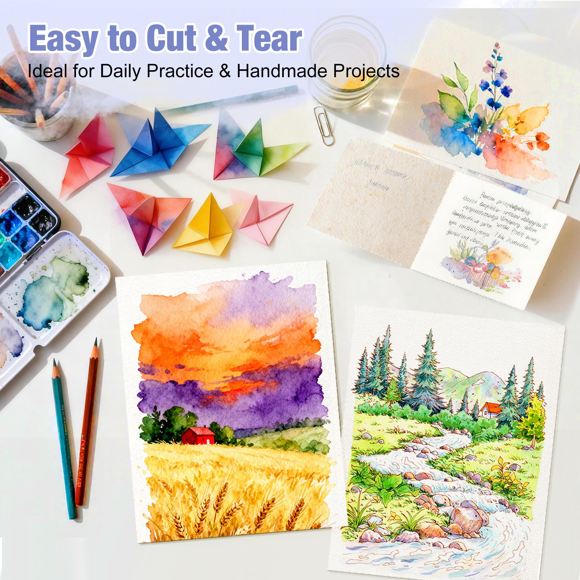 Creazic Aquarellpapierblock, 22,9 x 30,5 cm, 63,5 kg/300 g/m², säurefreies, kaltgepresstes, schweres Aquarellpapier, Künstler-Skizzenbuch für Erwachsene, Kinder und Anfänger, ideal für Aquarellfarben