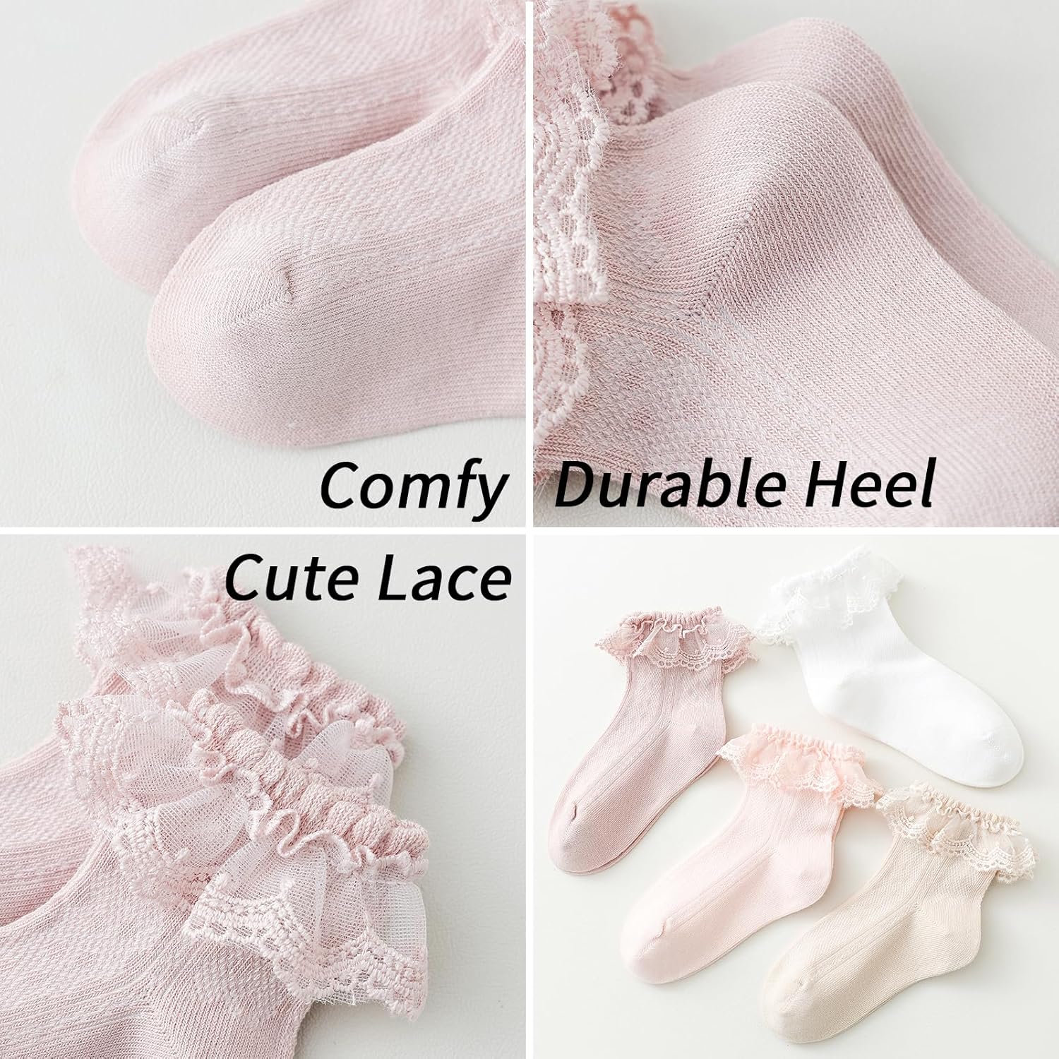 Mini angel Baby Girl Socks Infant Toddler Ruffle Eyelet Lace Socks Girls Ruffle Sock Seamless Princess Frilly Sock for Kids - Image 7