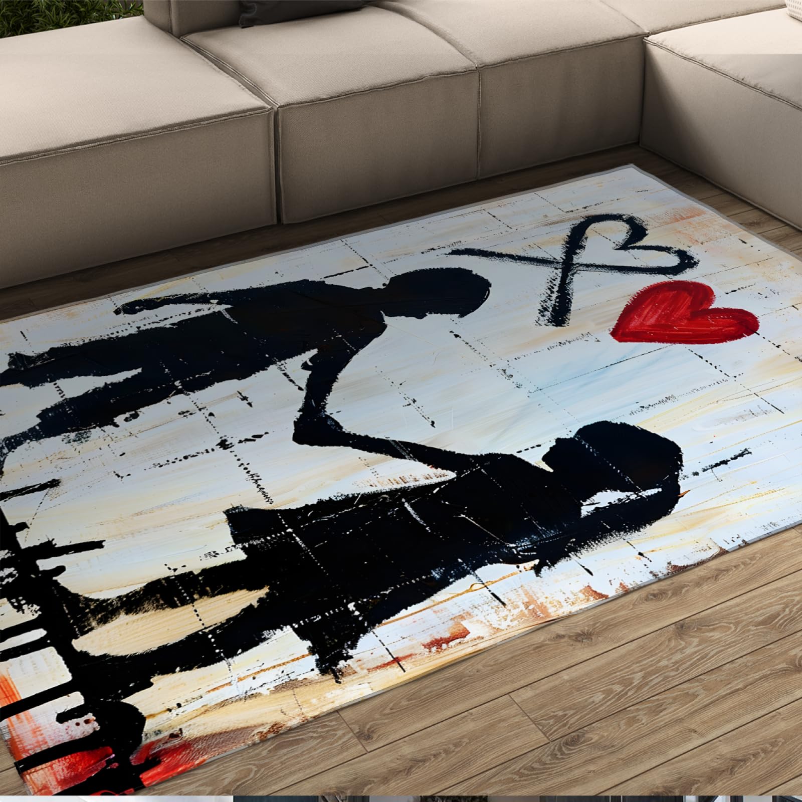 Tapis antidérapant et doux graffiti Jeu d’Amour, protection et confort de marche 80x150cm