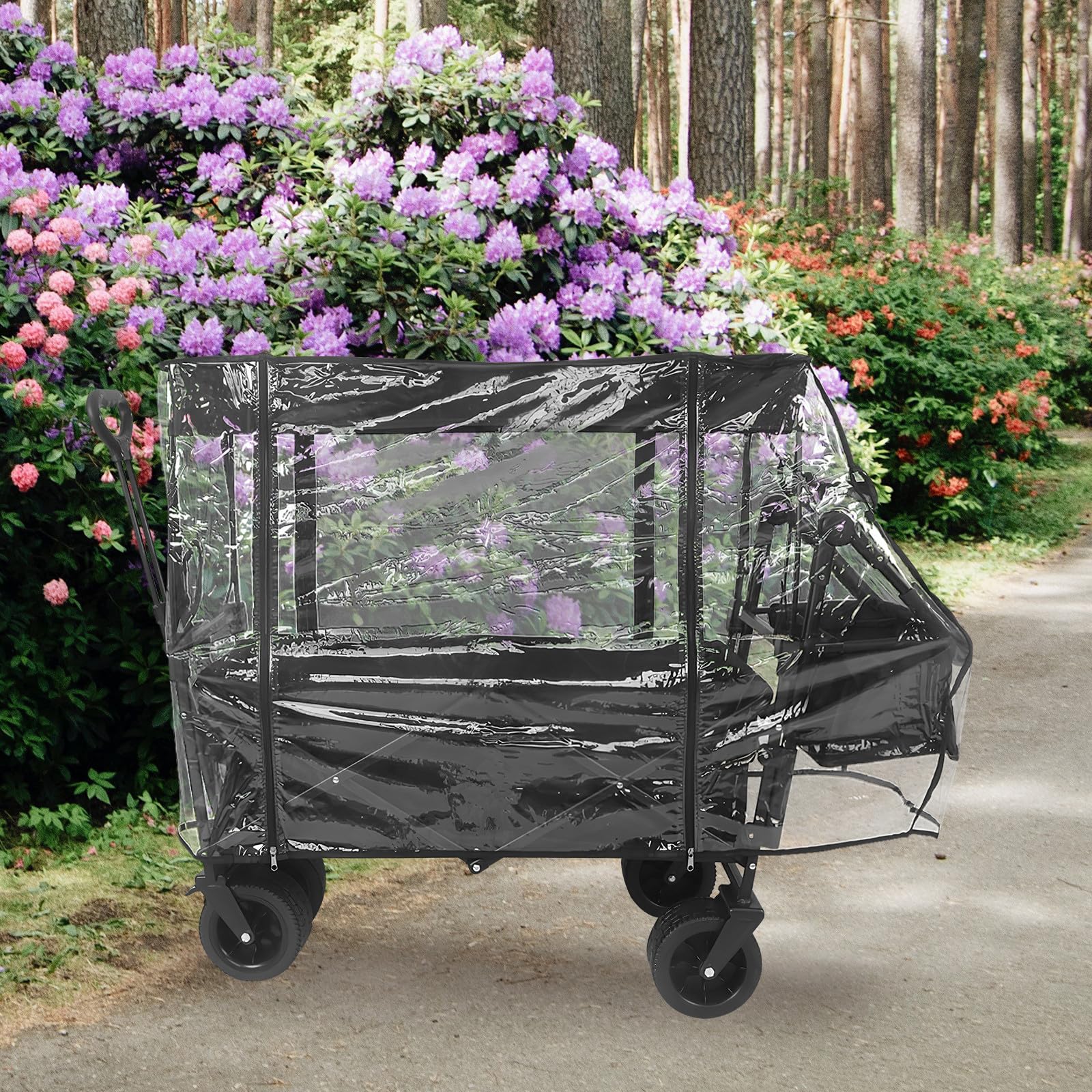 CHILDWEET Transparenter Regenschutz Verschleißfest und Resilient aus PVC Universelle Wagenverdeckbefestigung für Bollerwagen und Gartenwagen für Outdoor und Camping