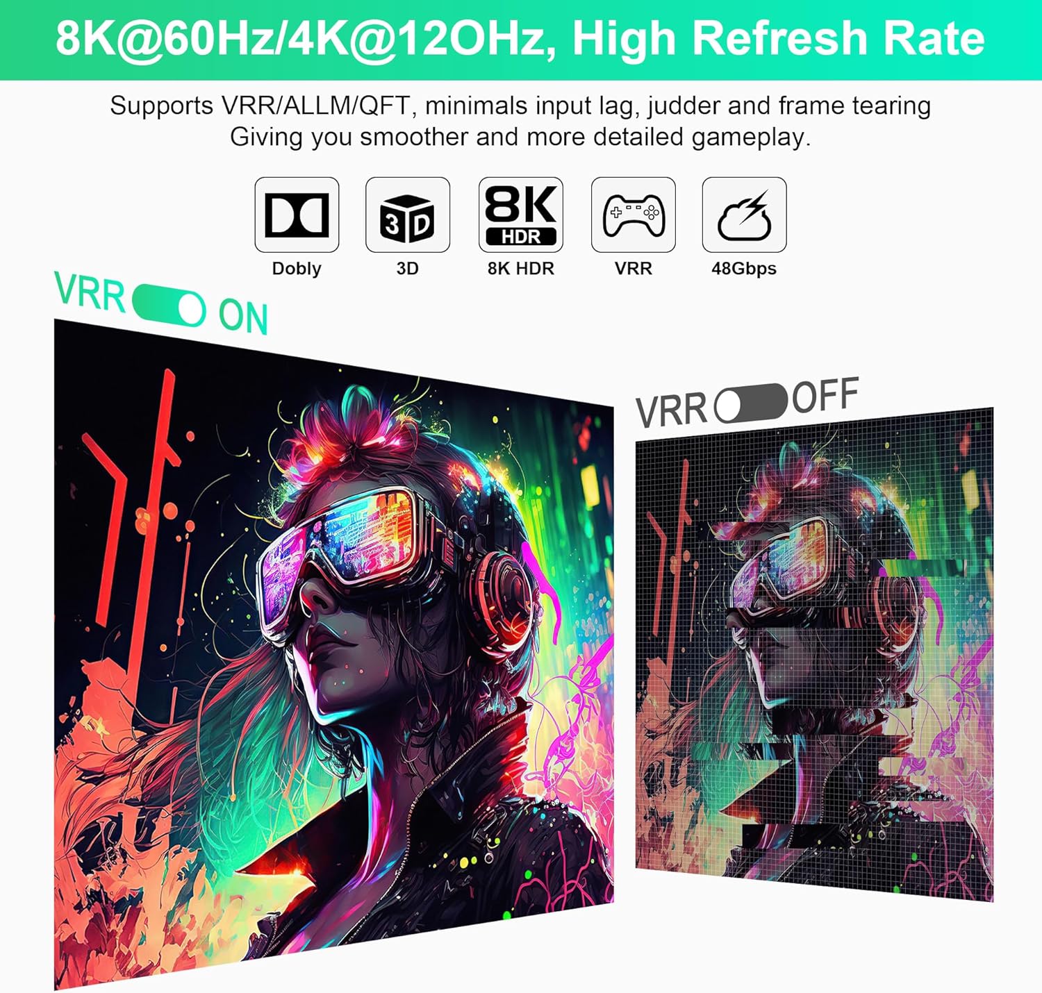 8K HDMI Switch 4K 120Hz - 5 in 1 Out HDMI Splitter Switcher 8K@60Hz 4K@120Hz with Remote 3D HDR10+ HDCP 2.3 CEC, Use for PS5/4/3 Xbox DVD Player Fire Stick Roku TV PC Nintendo Switch