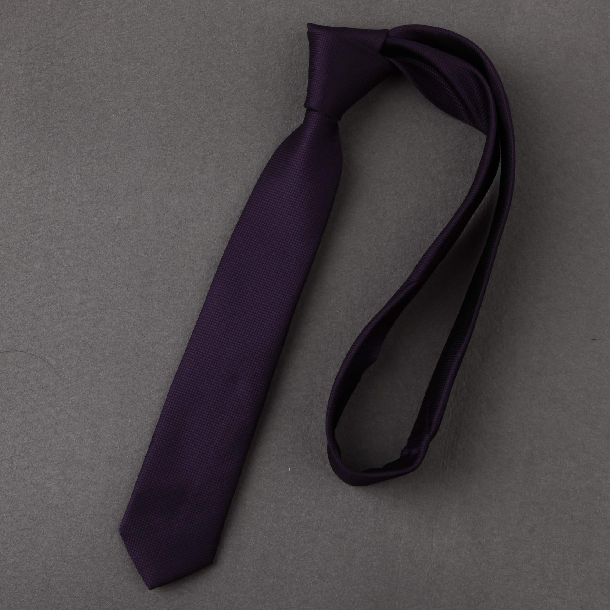 DAN SMITH Microfiber Men Thin Neckwear Checkers Skinny Ties Purple 5.5 Cm DAE2020 Indigo