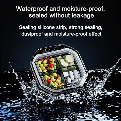 Miniatura 4 de Pastillero hermético para pastilleros, dispensador de píldoras, soporte para suplementos de viaje en el hogar, portátil, compacto, impermeable, para