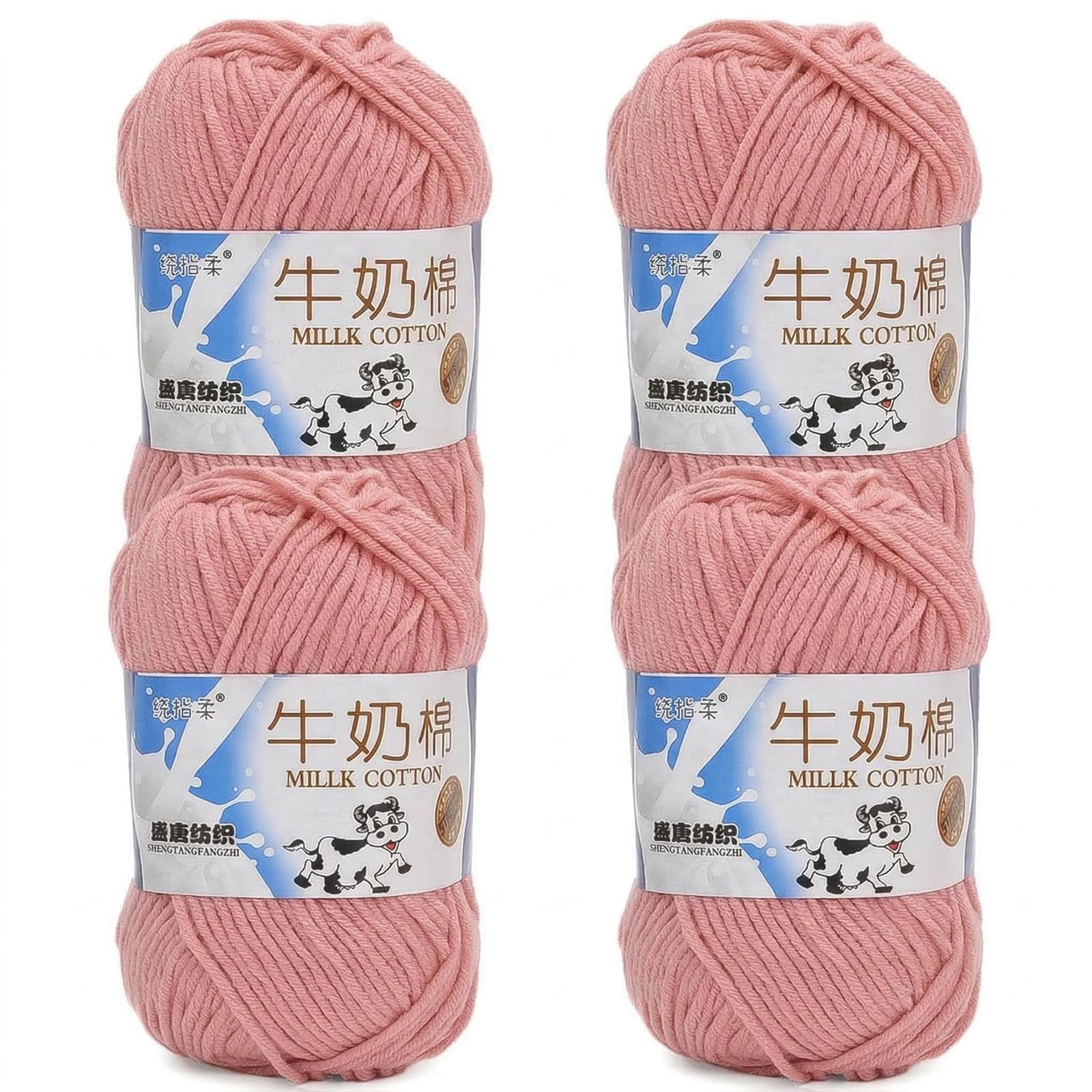 4 hilos de algodón para tejer con textura ultra suave color coral para crochet