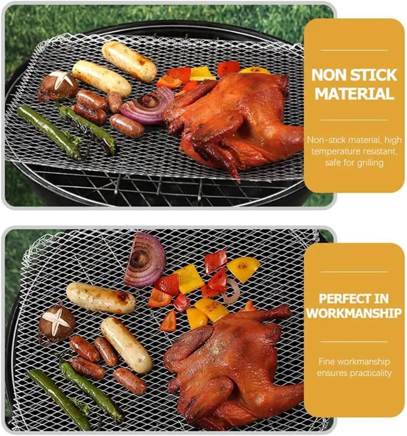 BBQ Grill mesh Grill Meshes Grilling Mats BBQ Grilling Mats Mesh Vegetable Meat Heat Resistance BBQ Baking BBQ Mats Picnics Camping BBQ Tools Universal