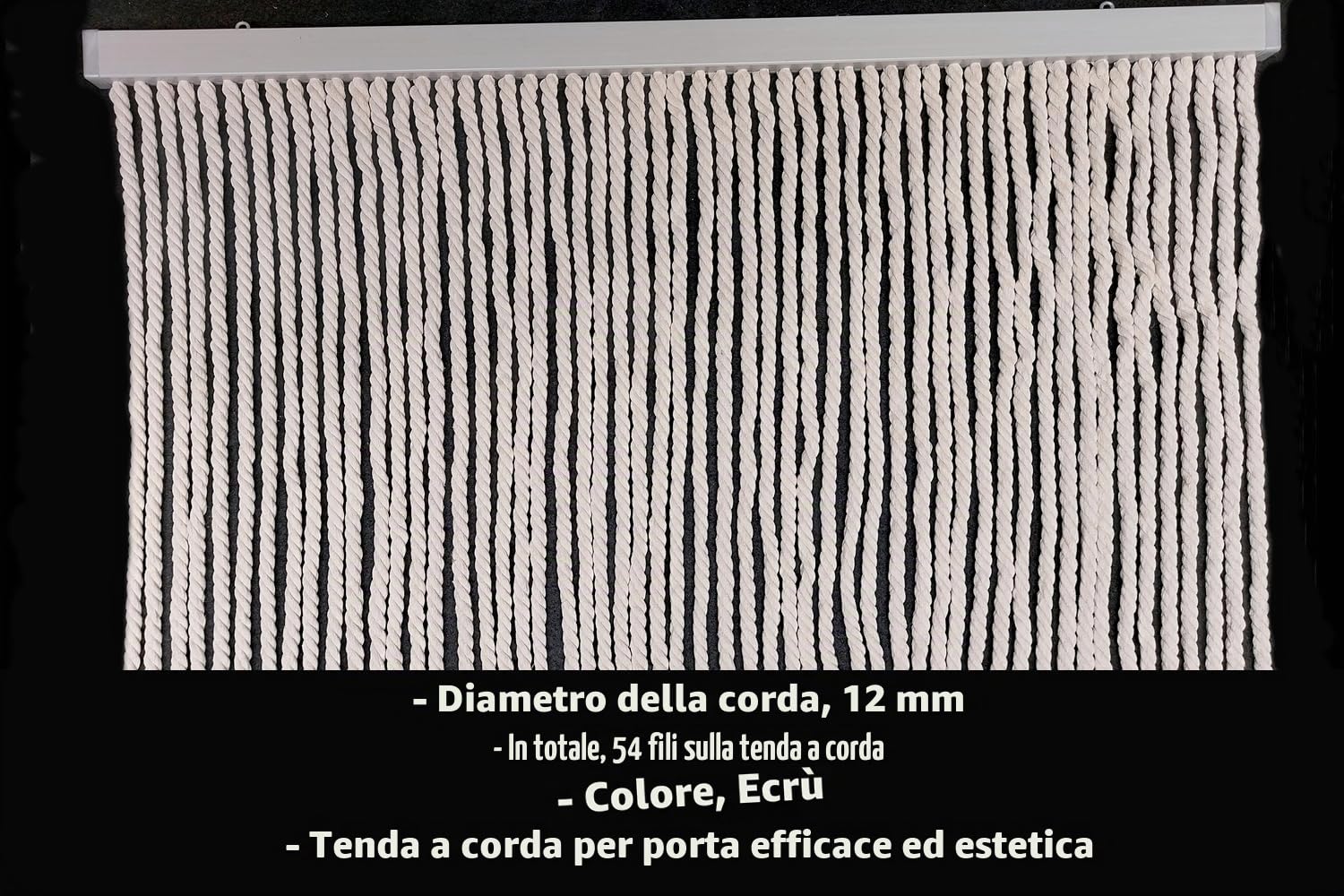 MadeInNature Tenda da porta in cotone poliestere con corda intrecciata di alta qualità, per interni ed esterni, larghezza 90 cm x lunghezza 200 cm, diversi modelli a scelta (Ecru 54 fili)