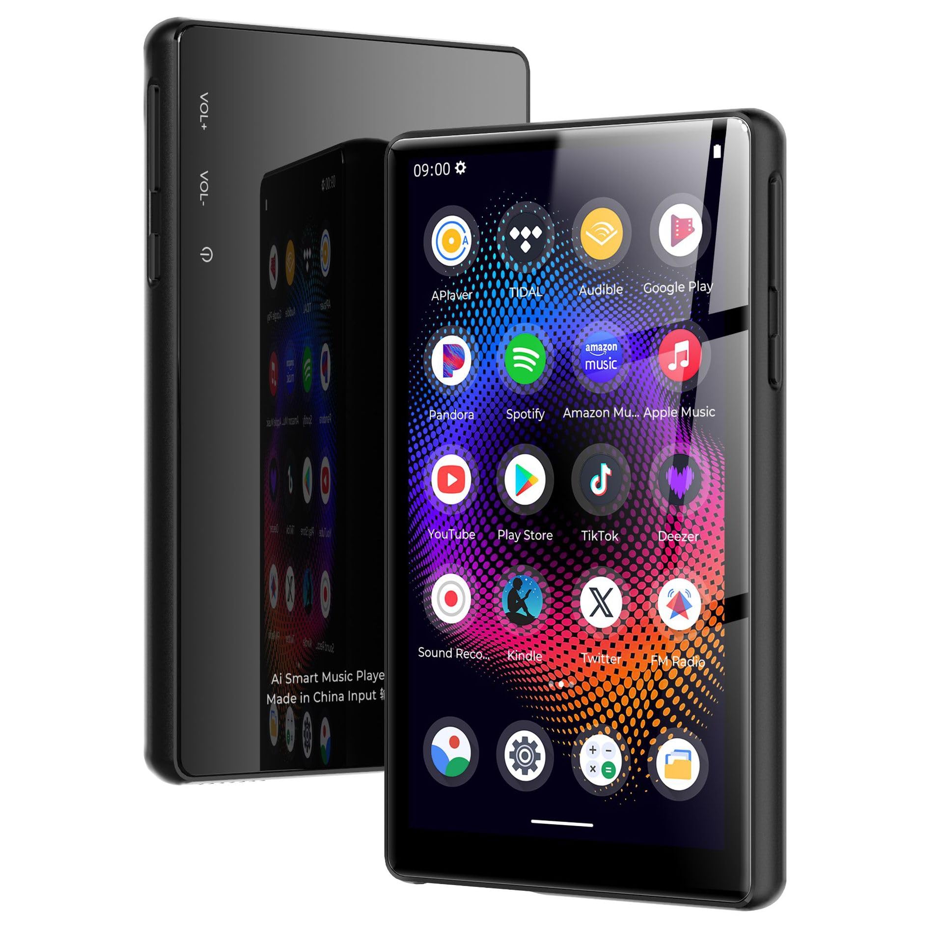 Tosuny Reproductor MP3 con y WiFi, Reproductor MP4 con Pantalla Táctil Completa HD de 5.0"con Altavoz, Reproductores de Música HiFi Portátiles con Radio FM, Libro Electrónico, (Black)