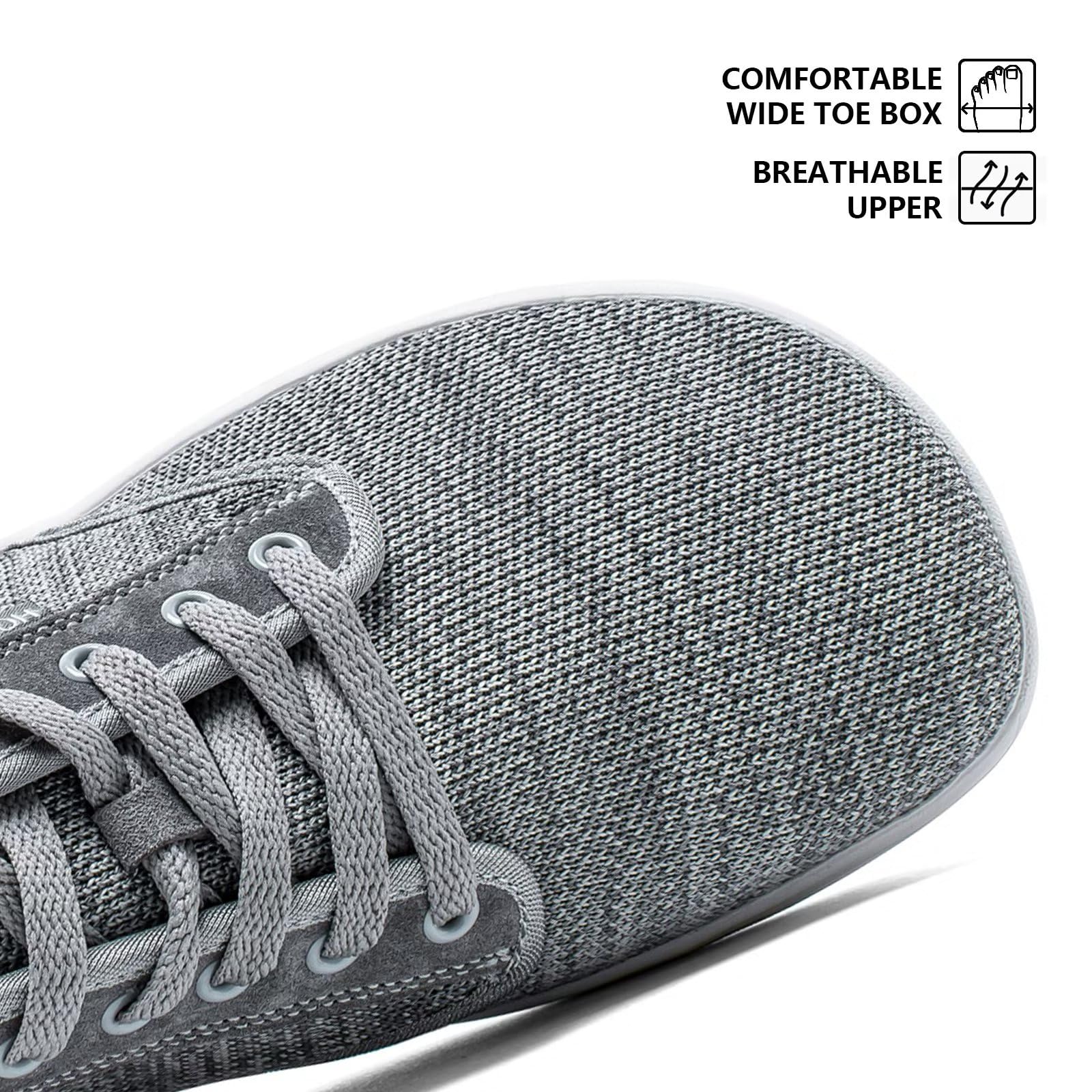 HOBIBEAR Barefoot Minimalist Shoes Womens Mens | Zero Drop | Wide Width Fashion Sneaker Light Grey,Women 7/Men 6