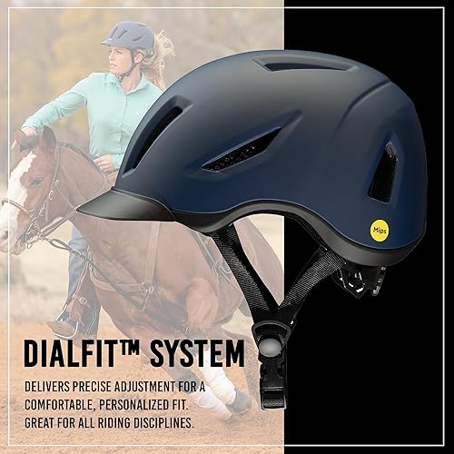 Vista 4 de Troxel Terrain MIPS Cooling Horse Riding Helmet, Low-Profile, Micro-Adjustable Design, Horseback Riding Gear Azul marino Duratec
