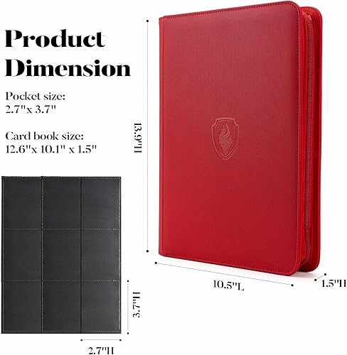 Miniatura 6 de Fabmaker - Carpeta de tarjetas con cremallera de 9 bolsillos, libro de 360 tarjetas de intercambio, carpeta con cremallera de poliuretano de alta