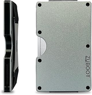 Aluminum RFID Wallet for Men – Slim Minimalist Metal Card Holder with Cash Strap + Cash Clip Option, Holds 16 Cards – Durable, Lightweight Front Pocket Wallet for Everyday Carry (Pewter, Cash Strap)