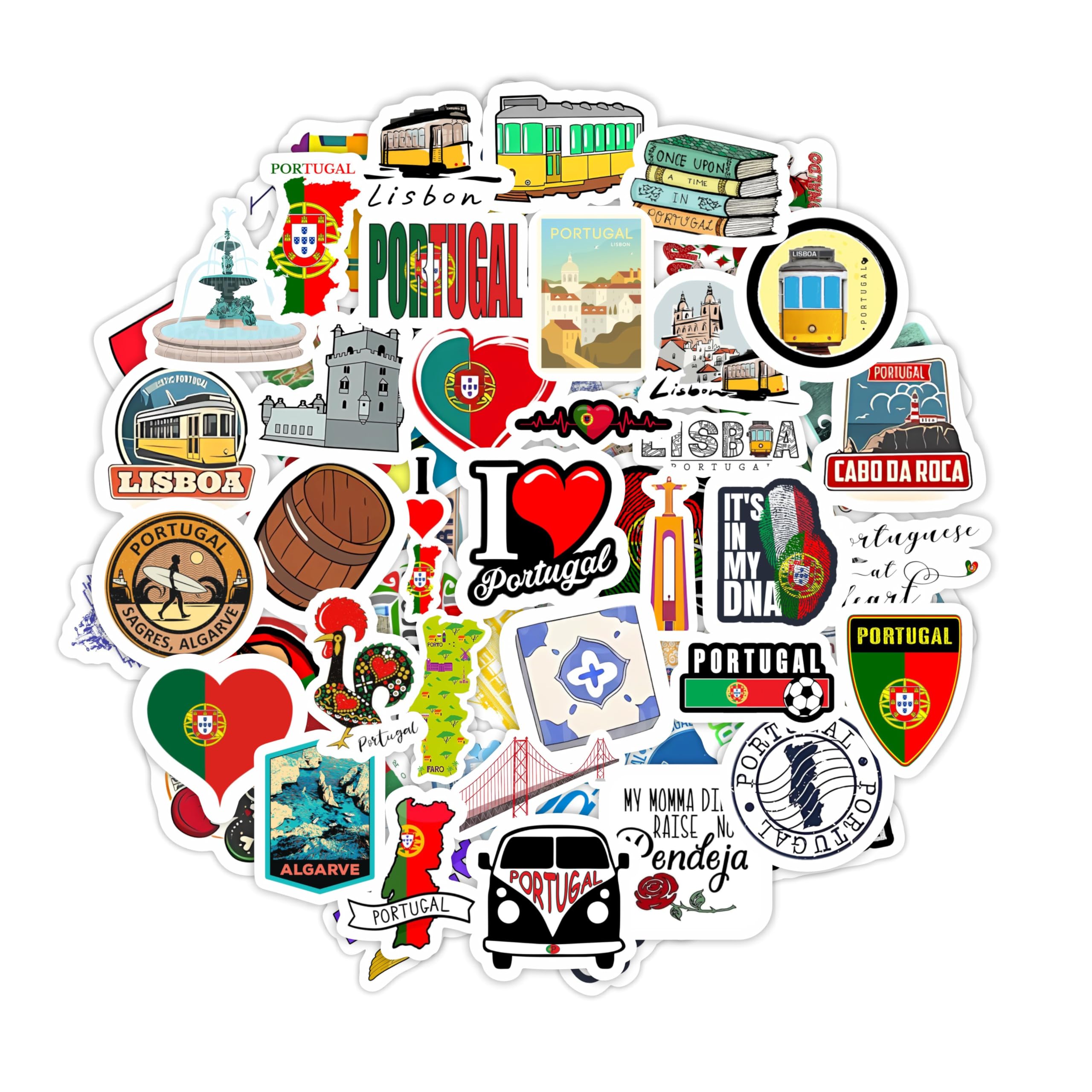 Portugal-Aufkleber für Trinkflaschen und Laptops - Portugal-Party-Geschenke und Dekorationen, wasserdichte Vinyl-Aufkleber, portugiesische Flaggen- und Kultur-Sticker - Portugal Stickers