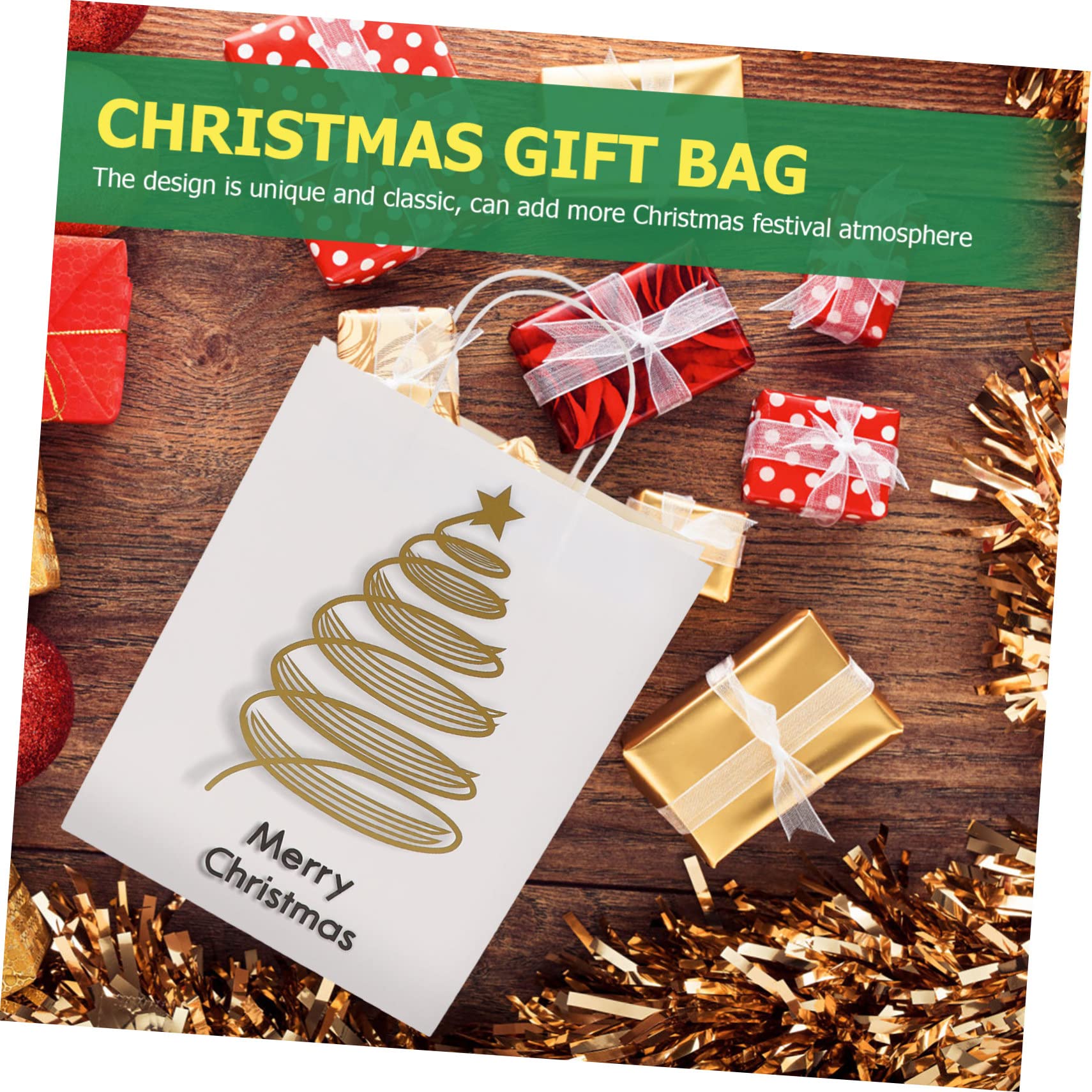 FRCOLOR 16 Piezas Bolsa De De Navidad Bolsas De Compras Bolsa Para Envolver Bolsas De De Dulces De Vacaciones Bolsa De Papel Con Asa Cosmética Carta