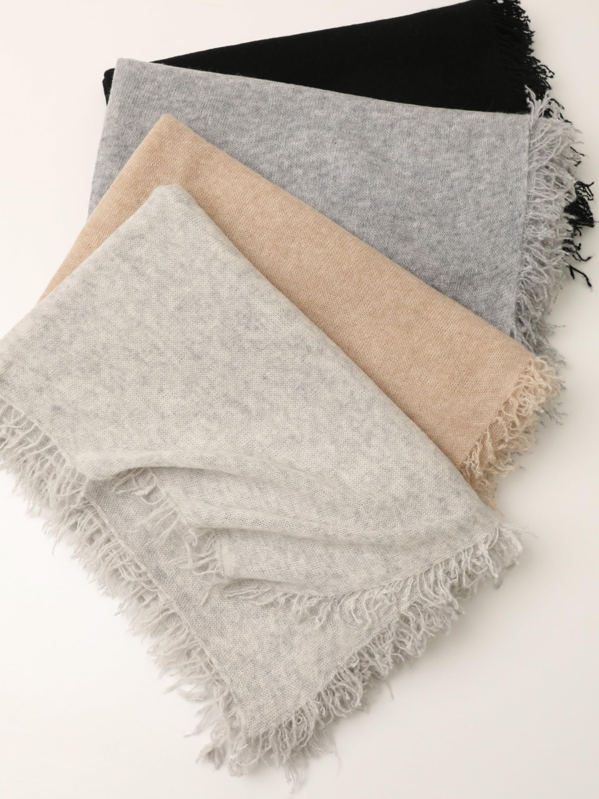 Stola 200×70 cm in Cashmere 100% – Morbidissima, ultra-leggera e soffice come una nuvola, sciarpa elegante con frange per donna