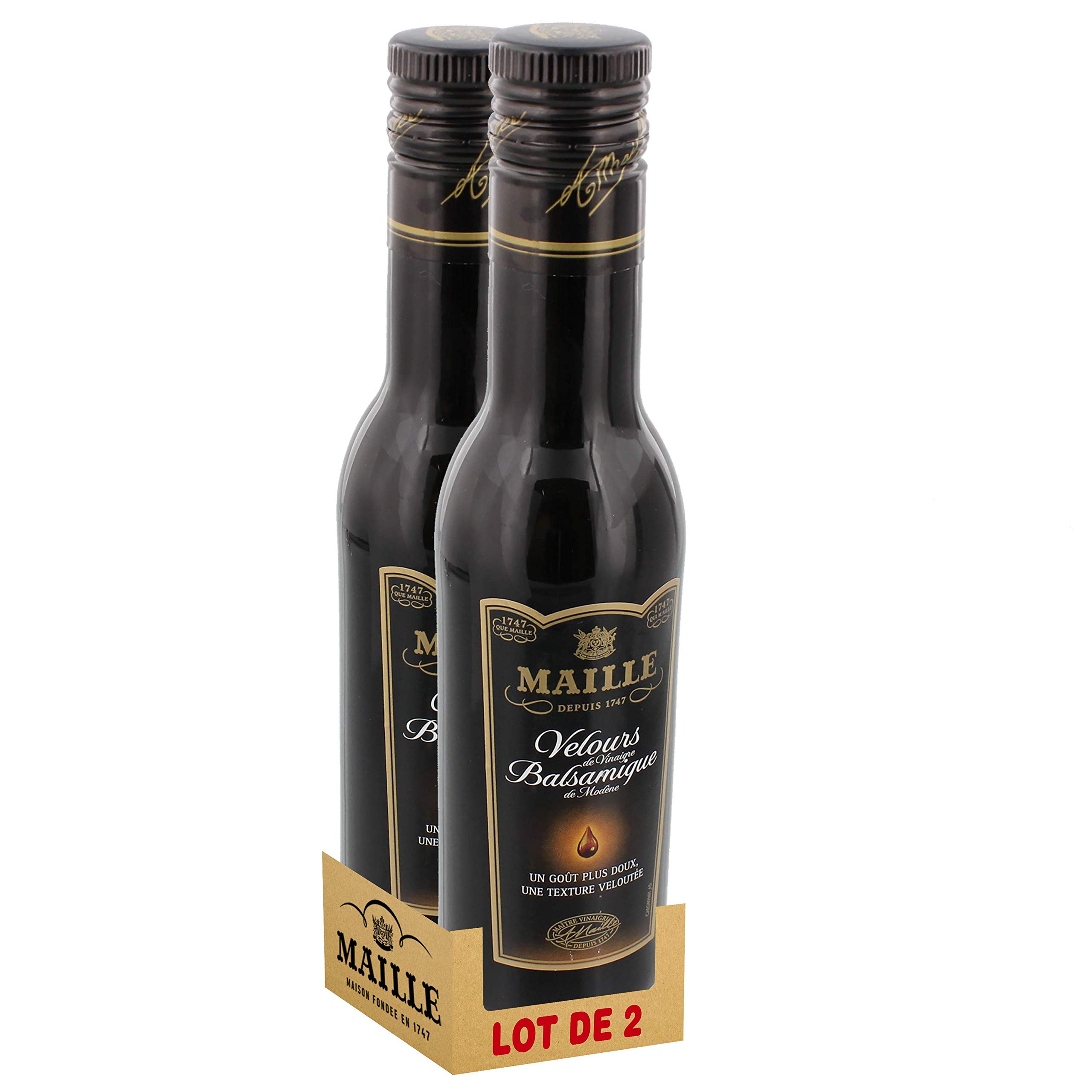 Maille Vinagre balsámico de Módena, aromas intensos, textura sedosa, 25 cl, paquete de 2