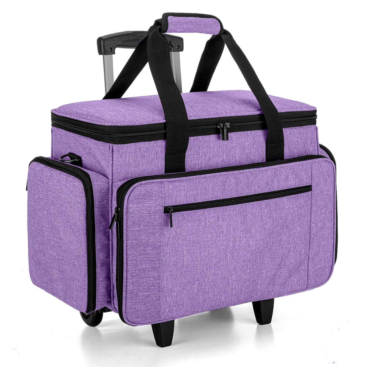 Luxja Bolsa para Máquina de Coser con Trolley desmontable, Bolsa para Máquina de Coser (Apto para la Mayoría de Las Máquinas de Coser), Morado