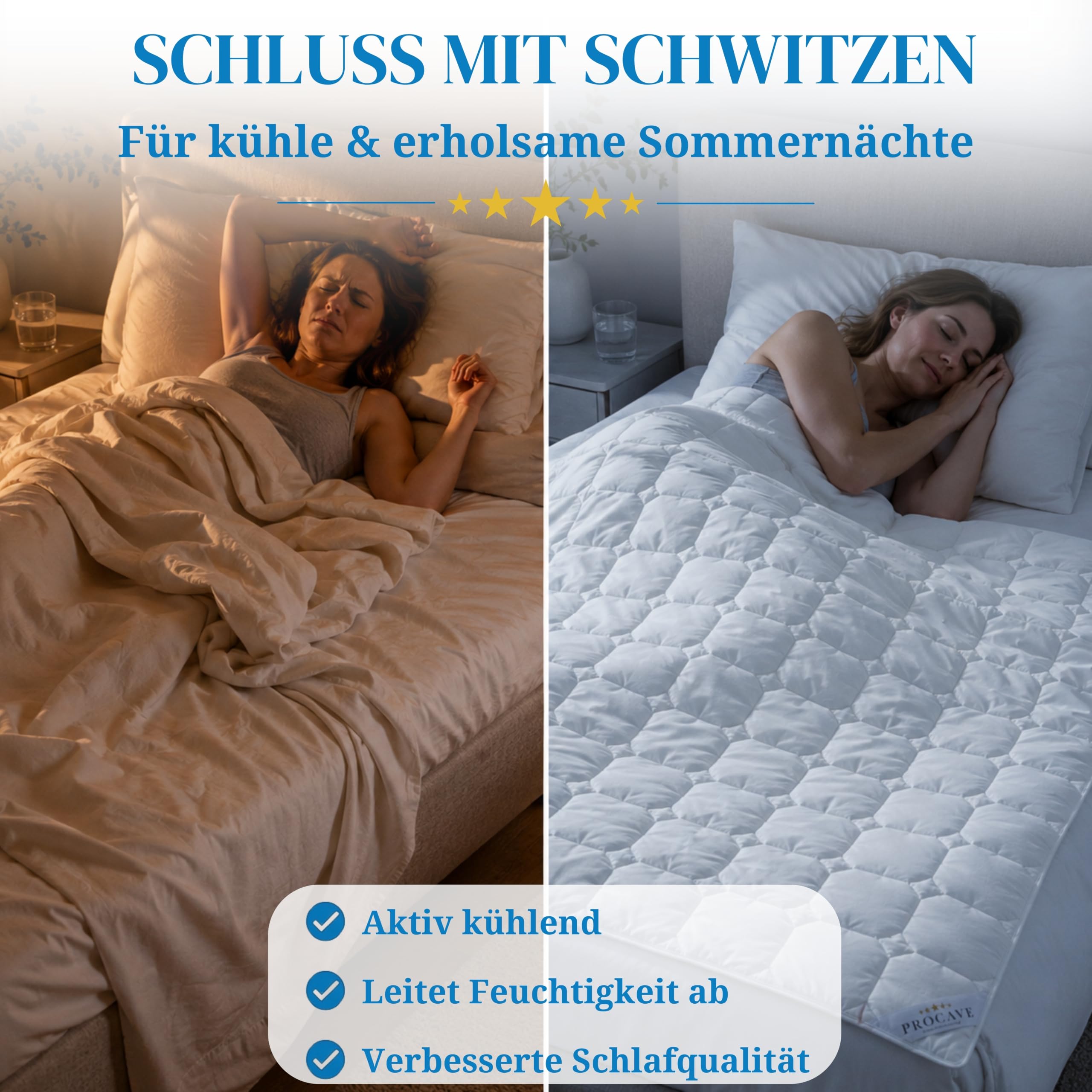 PROCAVE Wildseide Exquisit Qualitäts-Bettdecke für den Sommer 200x200cm, leichte Sommerbettdecke, Tussahseide, aus der Natur, atmungsaktiv & wärmeausgleichend, 100% aus Deutschland