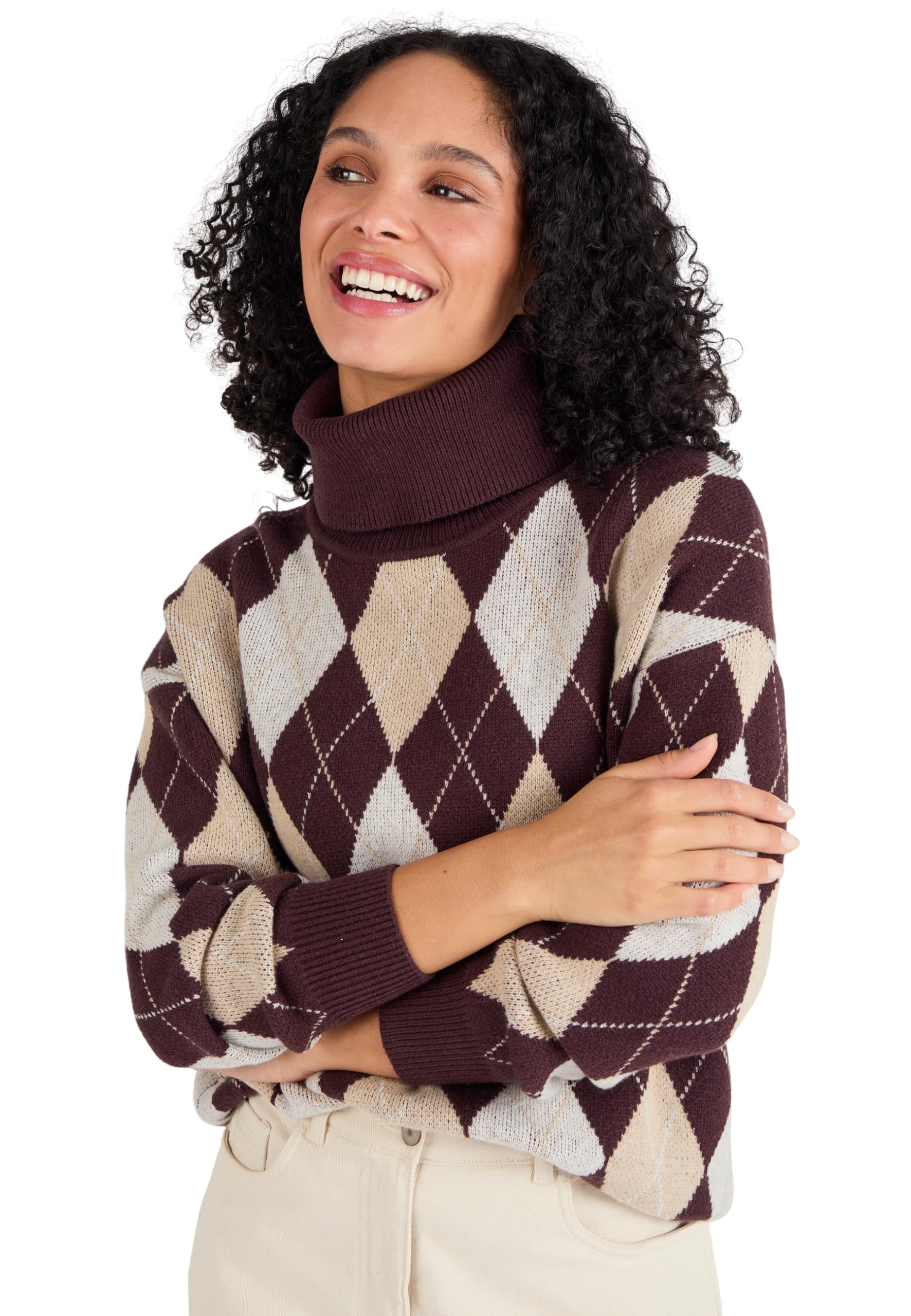 Damart Women's Brown - Jumper, Jacquard, 22/24