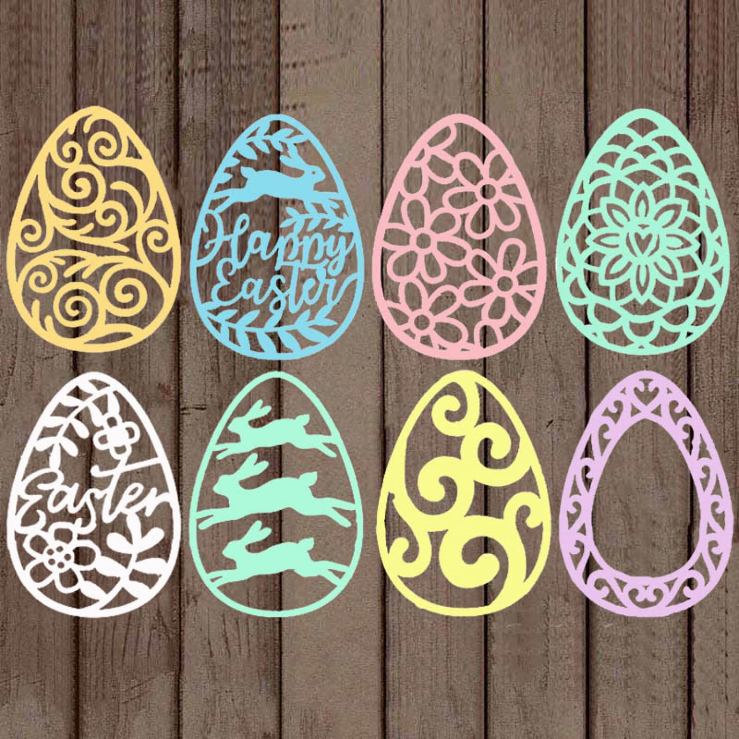 Fustelle Metalliche Per Scrapbooking Pasqua – Set Con Scritta Happy Easter E Due Coniglietti – 5,6×5,6 Cm