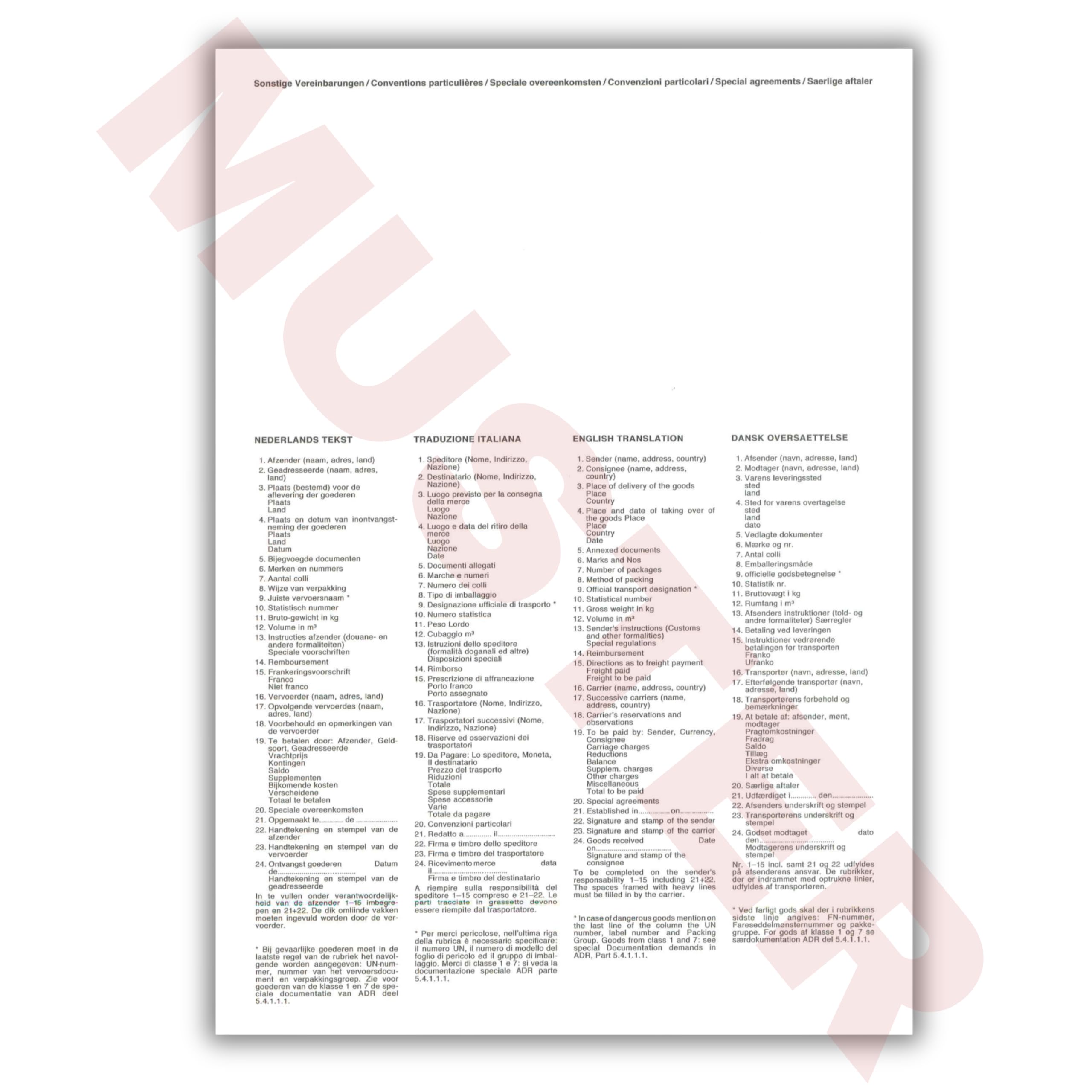 PaperXpert CMR Bill of Lading x 100 | 4 Pieces | DIN A4 Single Sheets in Change | For Laser & Inkjet Printers | International Freight | According to the Latest ADR Standard - Made in Germany - Image 4