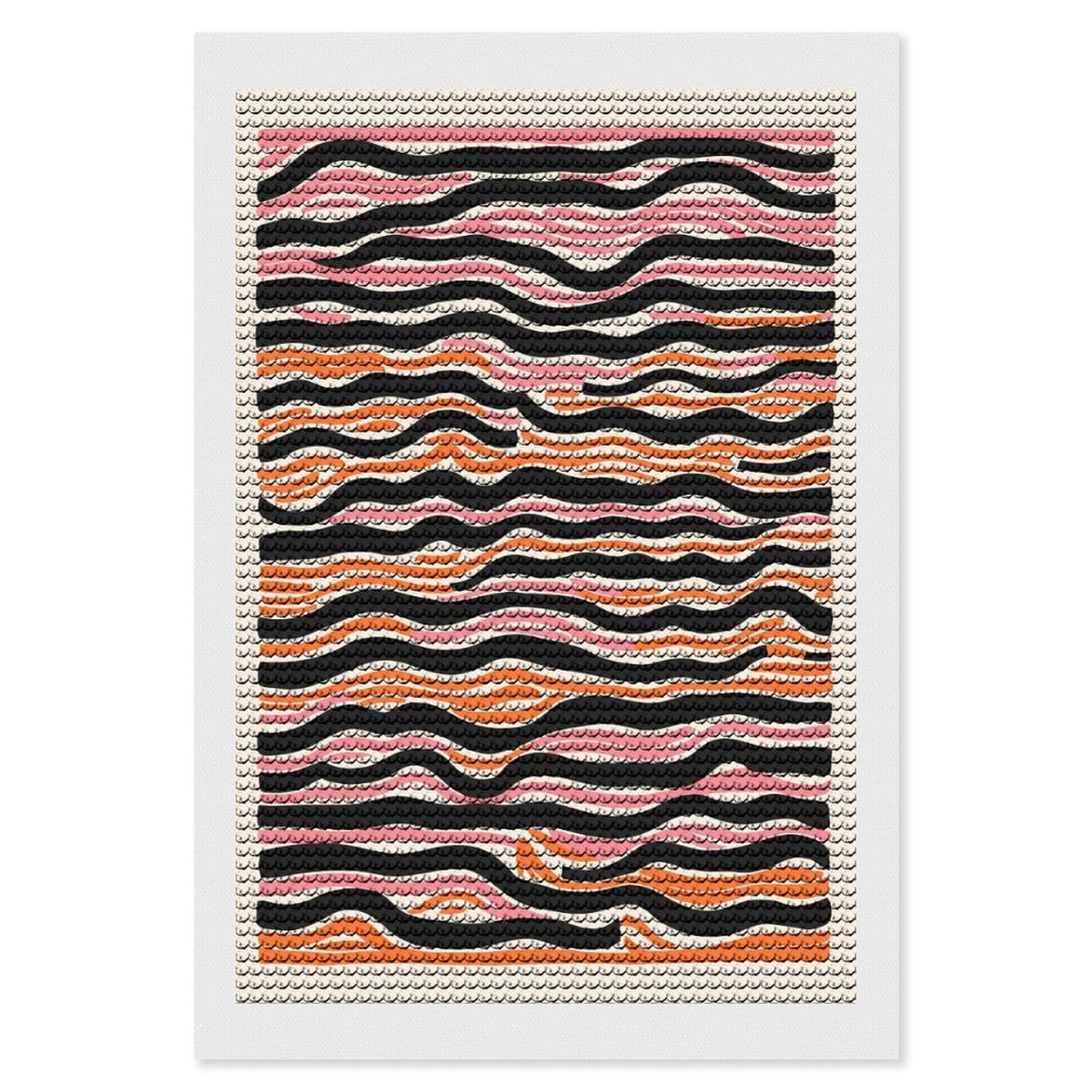 Junmoney Waves Lines Design Diamond Art Kit 8"x12", Gift Idea, for Family Craft Time, Mindful Craft Activity, Boho Decor, Relaxing DIY Hobby