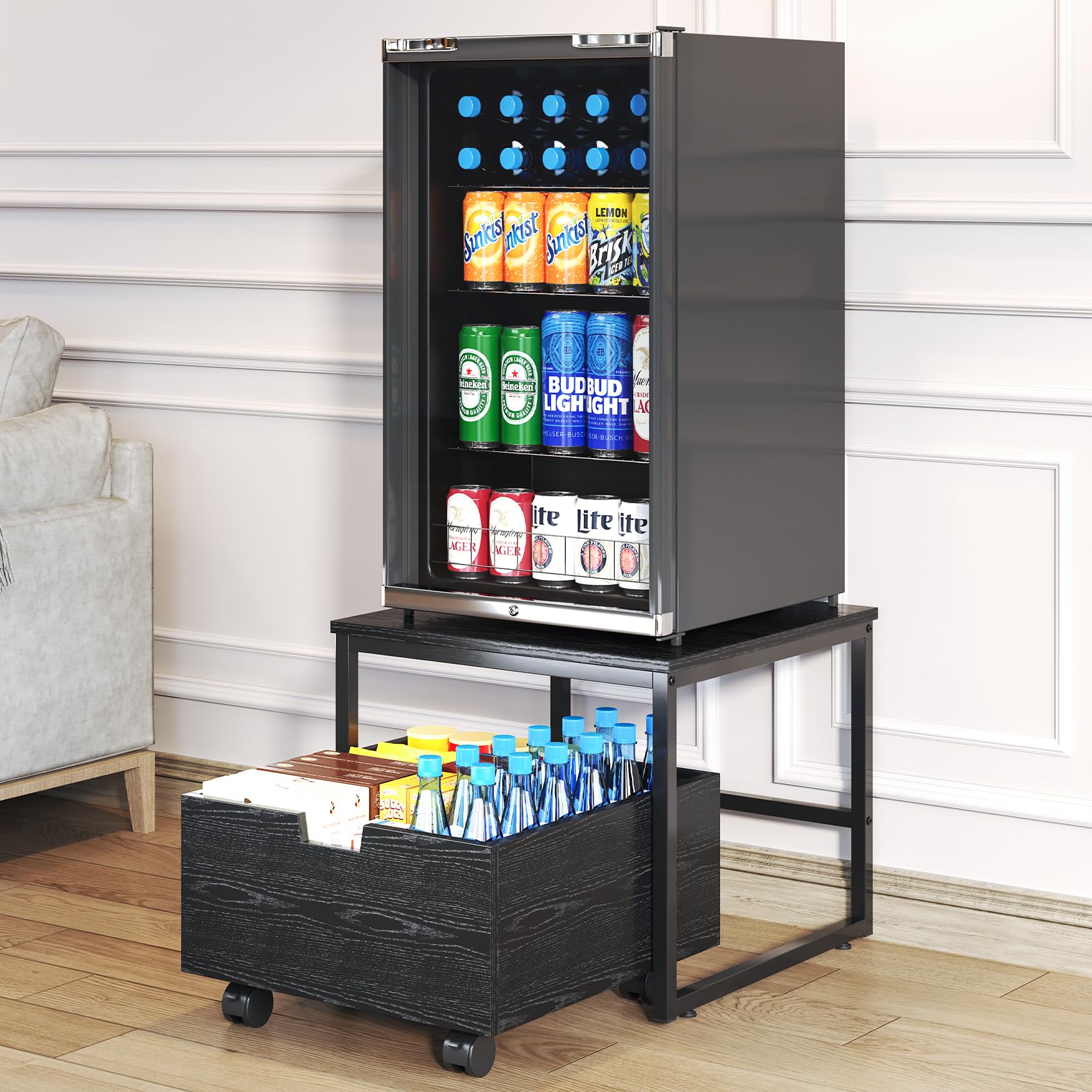 TC-HOMENY Mini Fridge Stand with Storage, 19