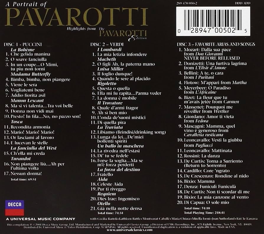 Portrait of Pavarotti (Highlights)［CD］ NWOT Luciano Pavarotti A Portrait of Pavarotti 3 CDs