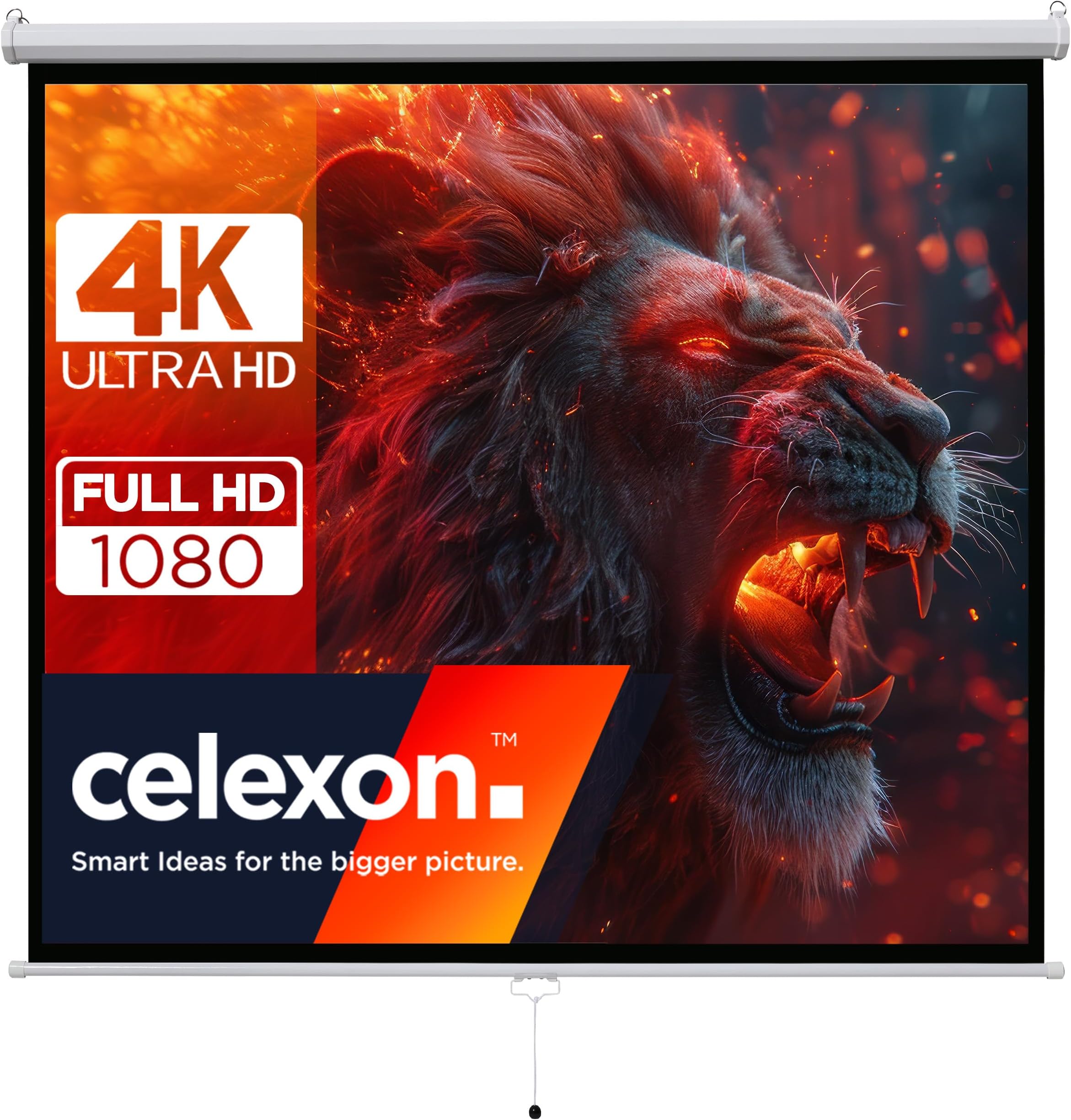 ivolum 111“ Manual Projector Screen, 1:1 format, Manual pull down projector screen