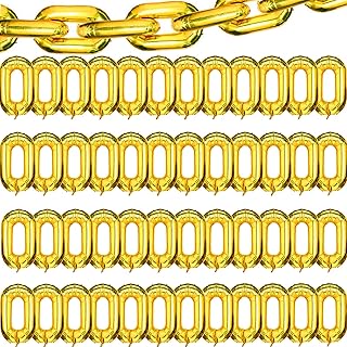 Virtue morals 48 Pcs 16 inch Foil Chain Balloons, Jumbo Chain Balloons for 80s 90s Party Decorations Giant Balloon Chain Balloons Gold